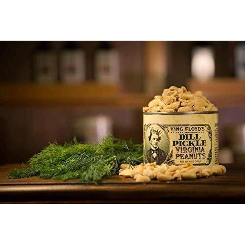 King Floyd's Dill Pickle Virginia Peanuts 10 Oz, Salted Dill Flavored Peanuts, 1 Seller, Resealable Lid, Snack At Your Own Risk, Once You Start Its Difficult Not To Finish The Whole Tin.