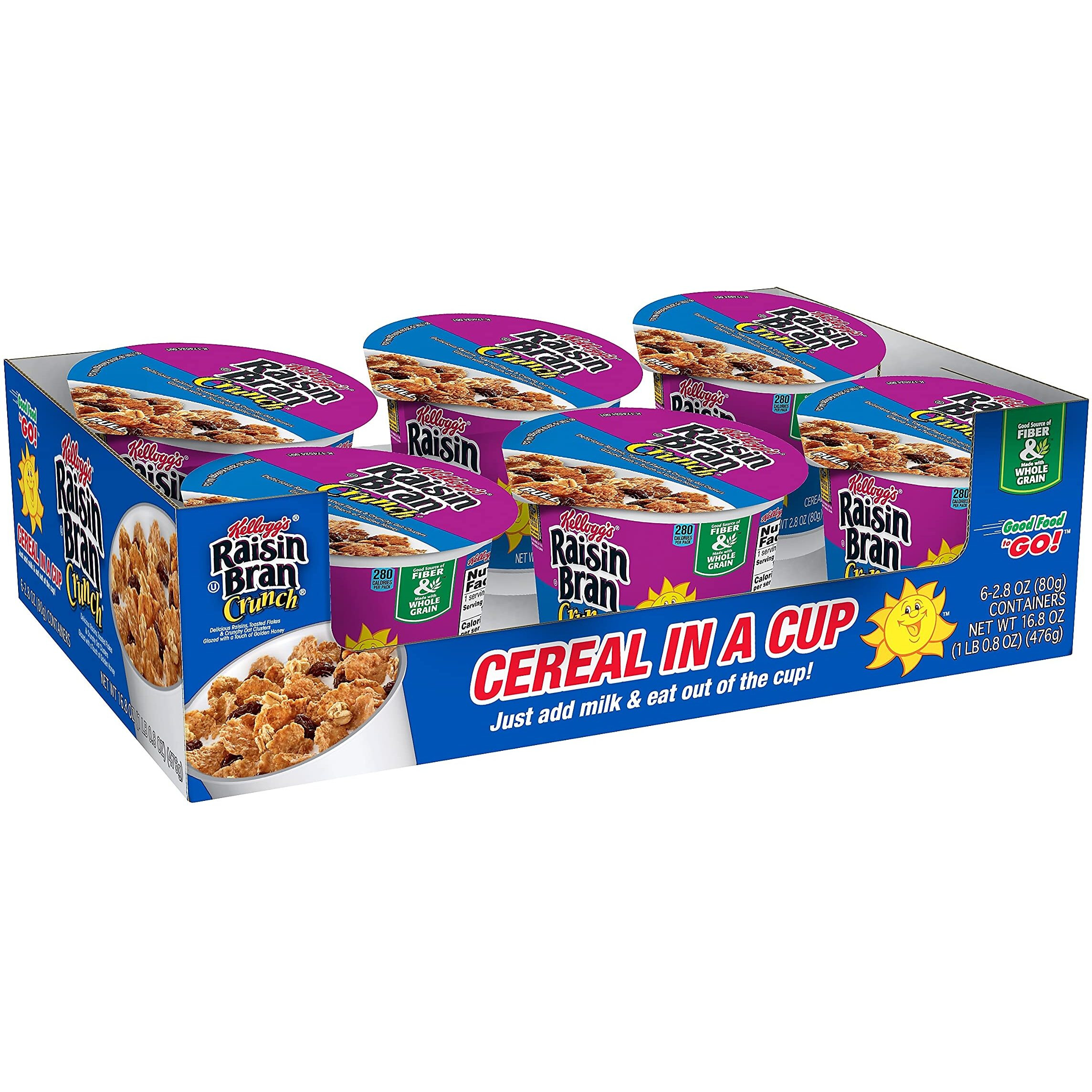 Kellogg's Raisin Bran Crunch Cereal-In-A-Cup-2.8 Oz, 6 Ct