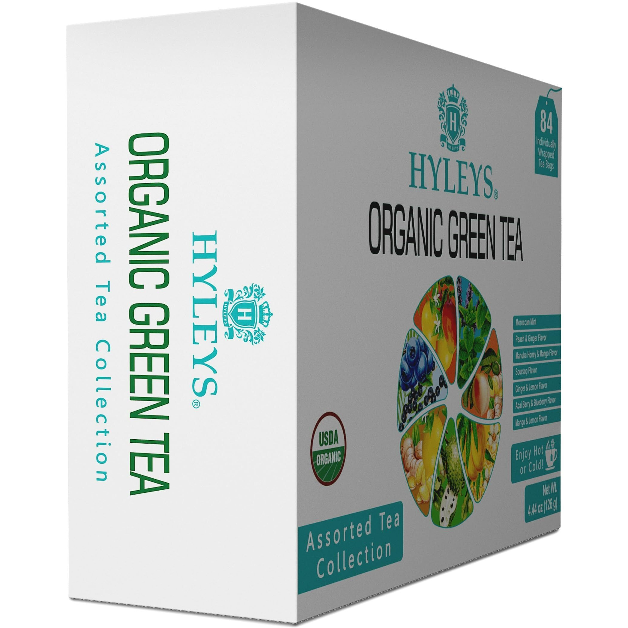 Hyleys Organic Green Tea 7 Assorted Flavors - 84 Tea Bags