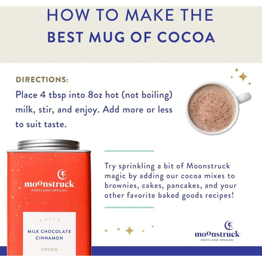 Moonstruck Chocolate Cinnamon And Almond Milk Chocolate Hot Cocoa Mix, 9.5Oz (Pack Of 1)
