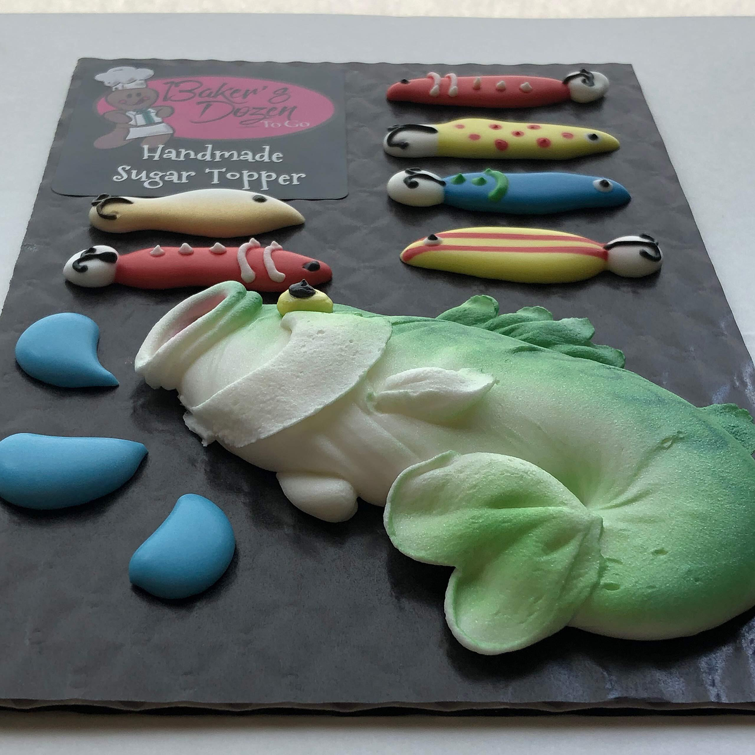 Large Mouth Bass- 10 Pcs Edible Royal Icing Cake Cupcake Topper (Choose Style Below)