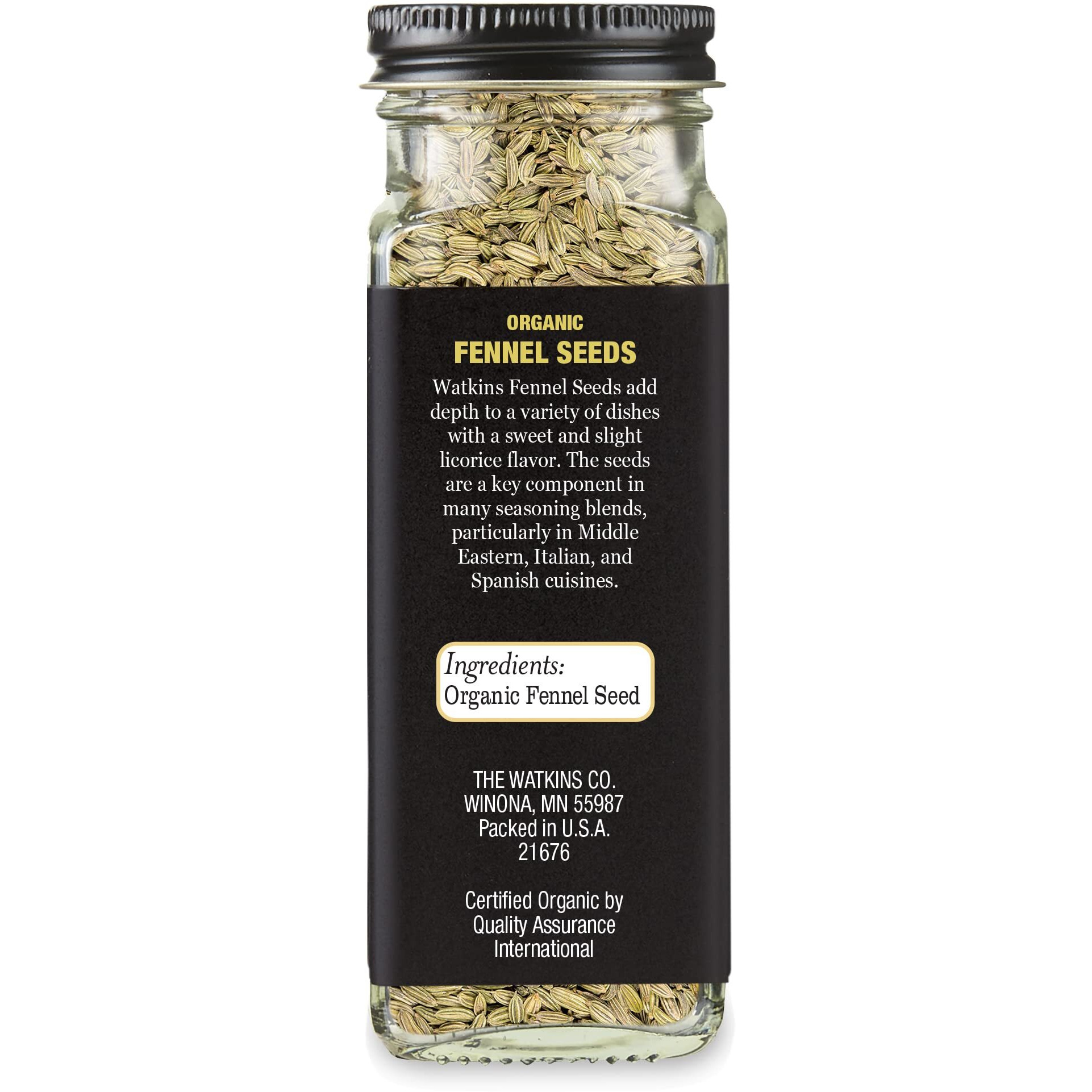 Watkins Organic Fennel Seeds, 1.8 Oz, Pack Of 3