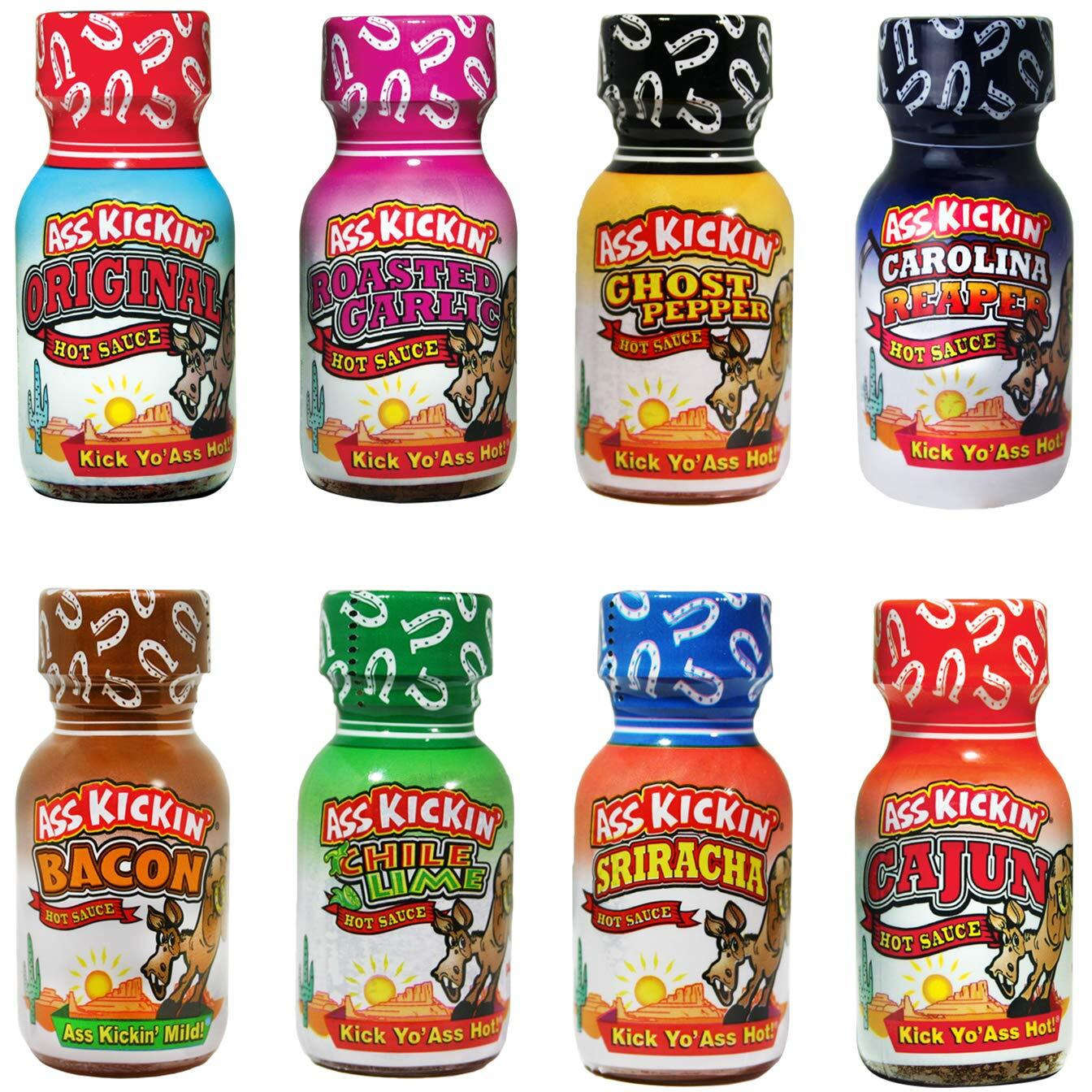 Ass Kickin' Premium Hot Sauce Travel Size Mini Bottles - 8 Pack Gift Set With .75 Oz Bottles - Perfect Christmas Gifts For Hot Sauce Fans