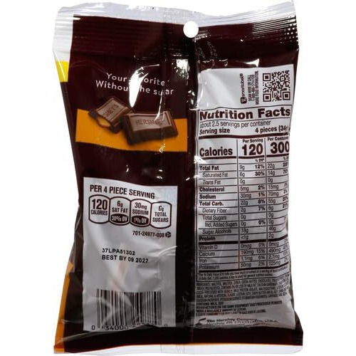 Hershey's Sugar Free Chocolate With Caramel Candy, 3 Ounce Bag, Pack Of 3