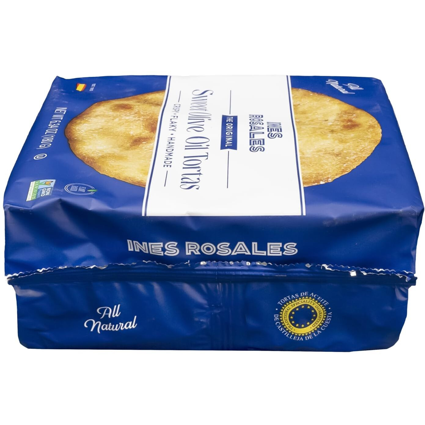 Ines Rosales Original Sweet Olive Oil Tortas (Pack Of 5) (Tortas De Aceite Originales) 6.34 Oz (180 G) Pack, Contains Each Pack Six Fine Mediterranean Crisps (Tortas) Individually Wrapped