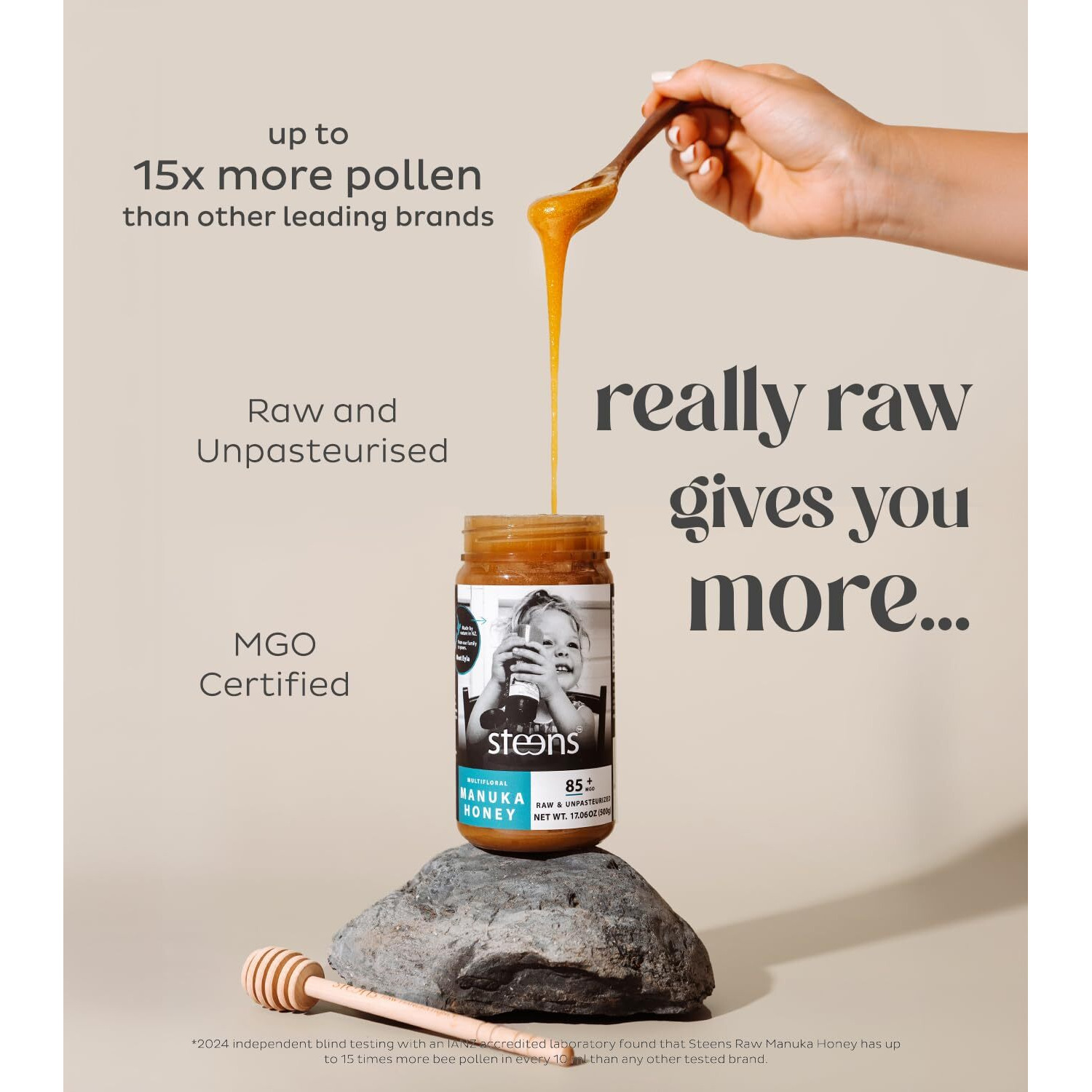 Steens Manuka Honey - Mgo 85+ - Pure & Raw 100% Certified Multifloral Manuka Honey - Bottled And Sealed In New Zealand - 17.6 Oz