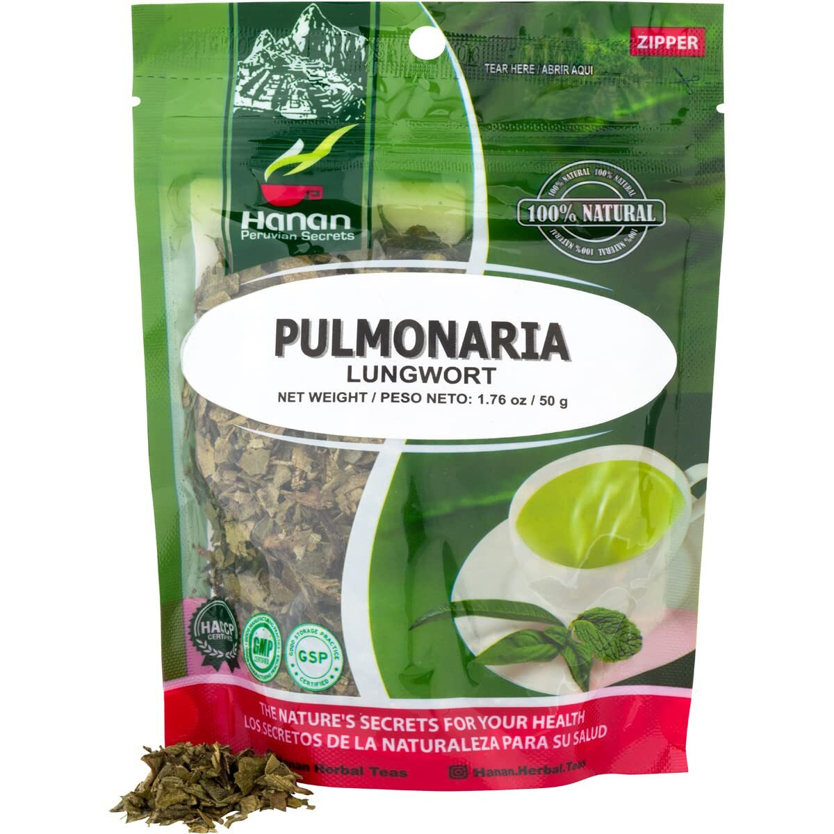 Hanan Lungwort (Pulmonaria) Loose Leaf Tea 1.8 Oz (50 G) - Dried Pulmonaria Plant Leaves - Herbal Tea Supplement