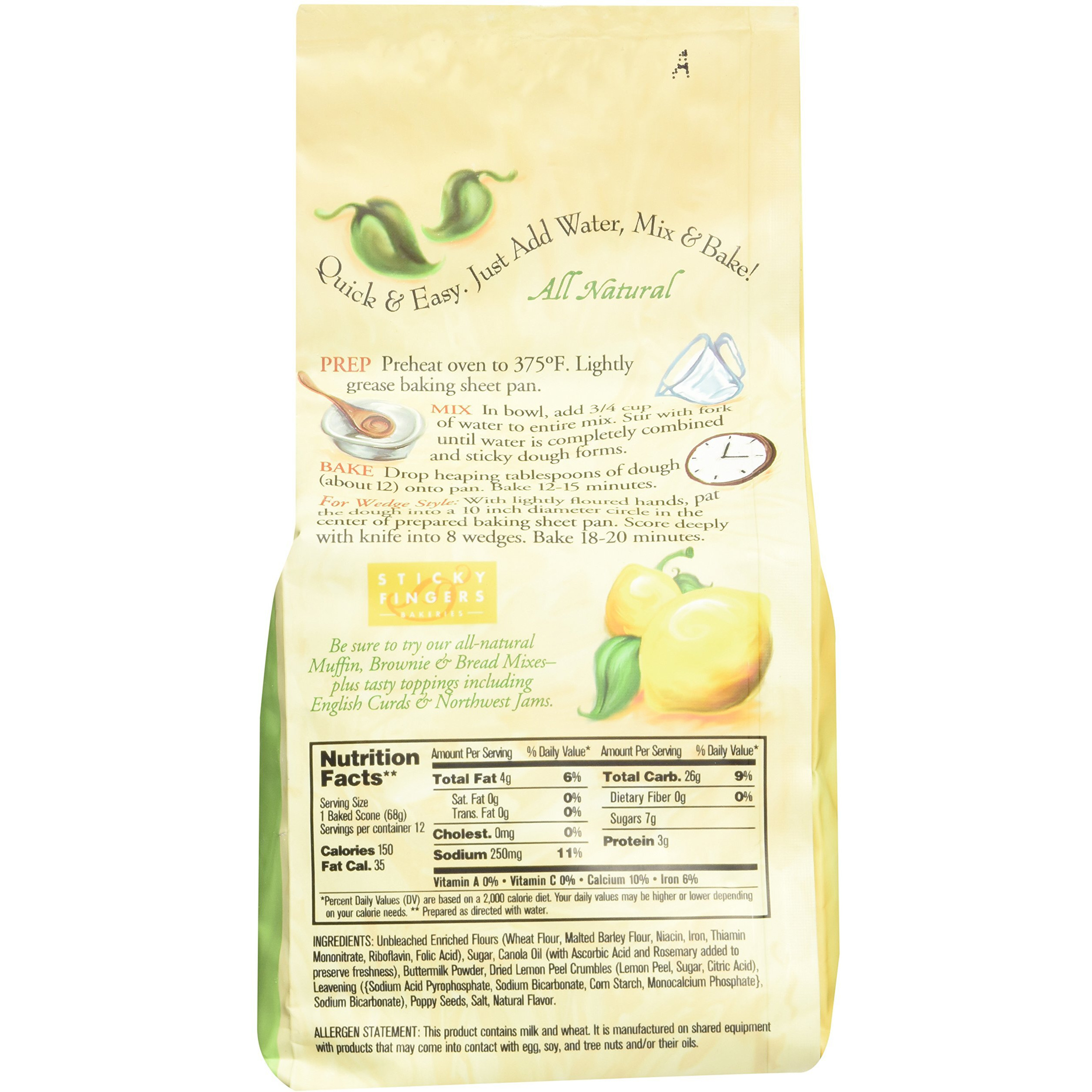 Sticky Fingers English Scone Mix Lemon Poppyseed 15Oz