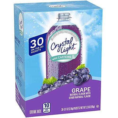 Crystal Light Sugar-Free Energy Grape On-The-Go Powdered Drink Mix, 0.11 Ounce (Pack Of 30)