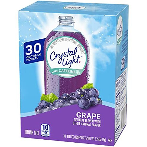 Crystal Light Sugar-Free Energy Grape On-The-Go Powdered Drink Mix, 0.11 Ounce (Pack Of 30)