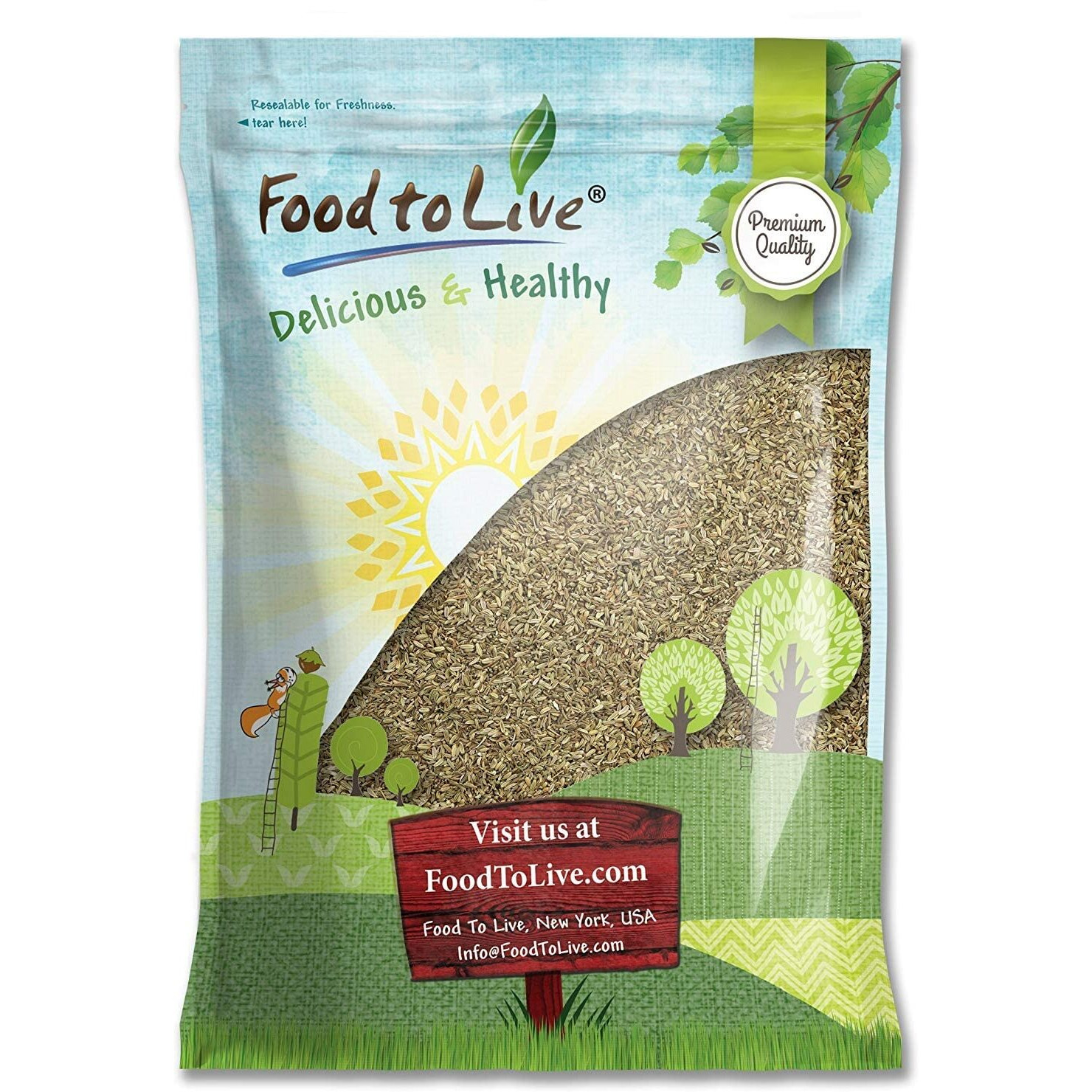 Food To Live Fennel Seeds, 5 Pounds - Whole Raw Seeds, Non-Irradiated, Kosher, Vegan, Bulk. Sweet Licorice Flavor. High In Dietary Fiber. Great For Fennel Tea. Pairs Well With Seafood