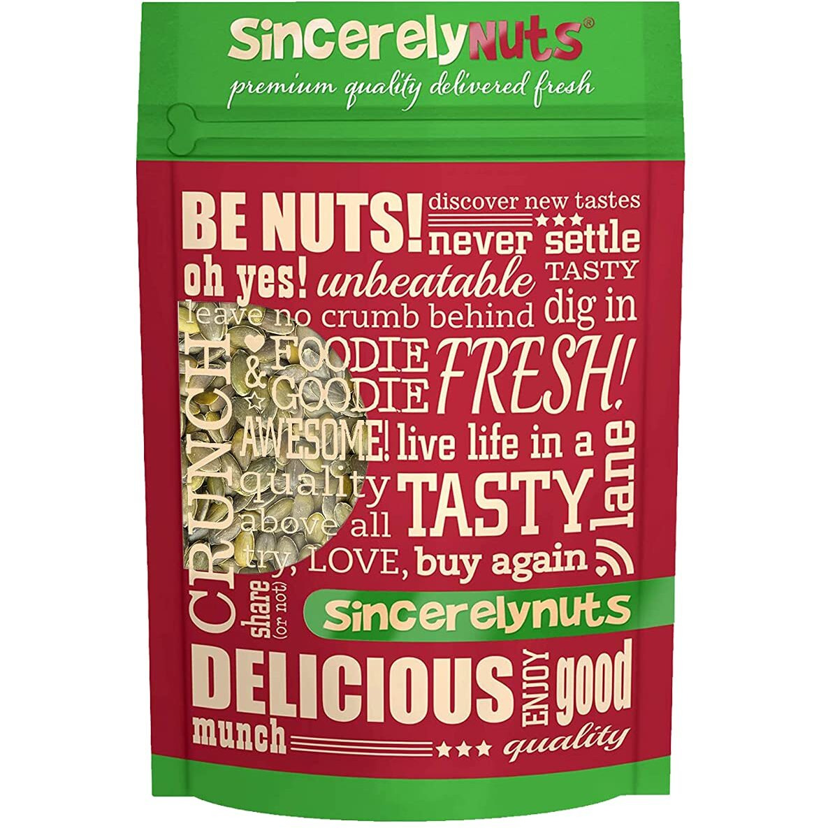 Sincerely Nuts - Raw Unsalted Shelled Pepitas Pumpkin Seeds | Healthy Antioxidant All Natural Snack Food Or Toppings | Vegan, Kosher, Gluten Free Food | High In Protein 1(Lb) Bag