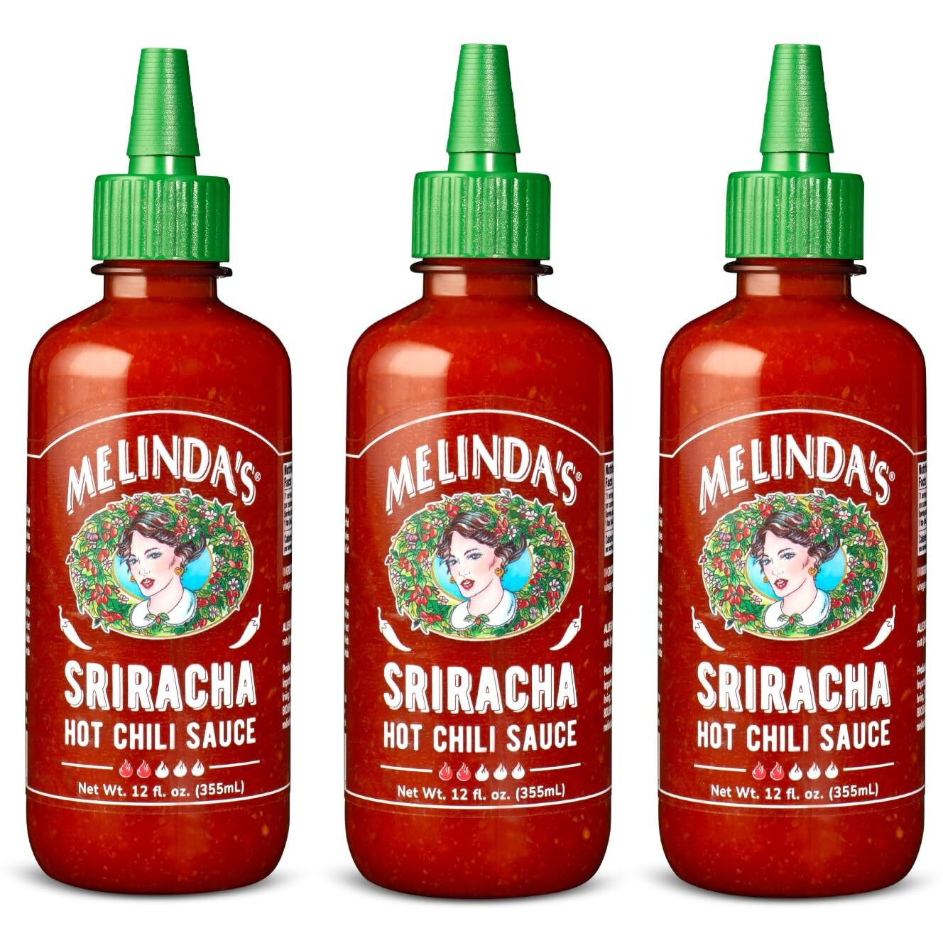 Melindas Sriracha Hot Sauce - Classic, Gourmet Sriracha Sauce Made With Fermented Red Jalapeos & Garlic - Keto, Kosher, Vegan, Non-Gmo And Gluten Free Hot Sauce - 12Oz, 3 Pack