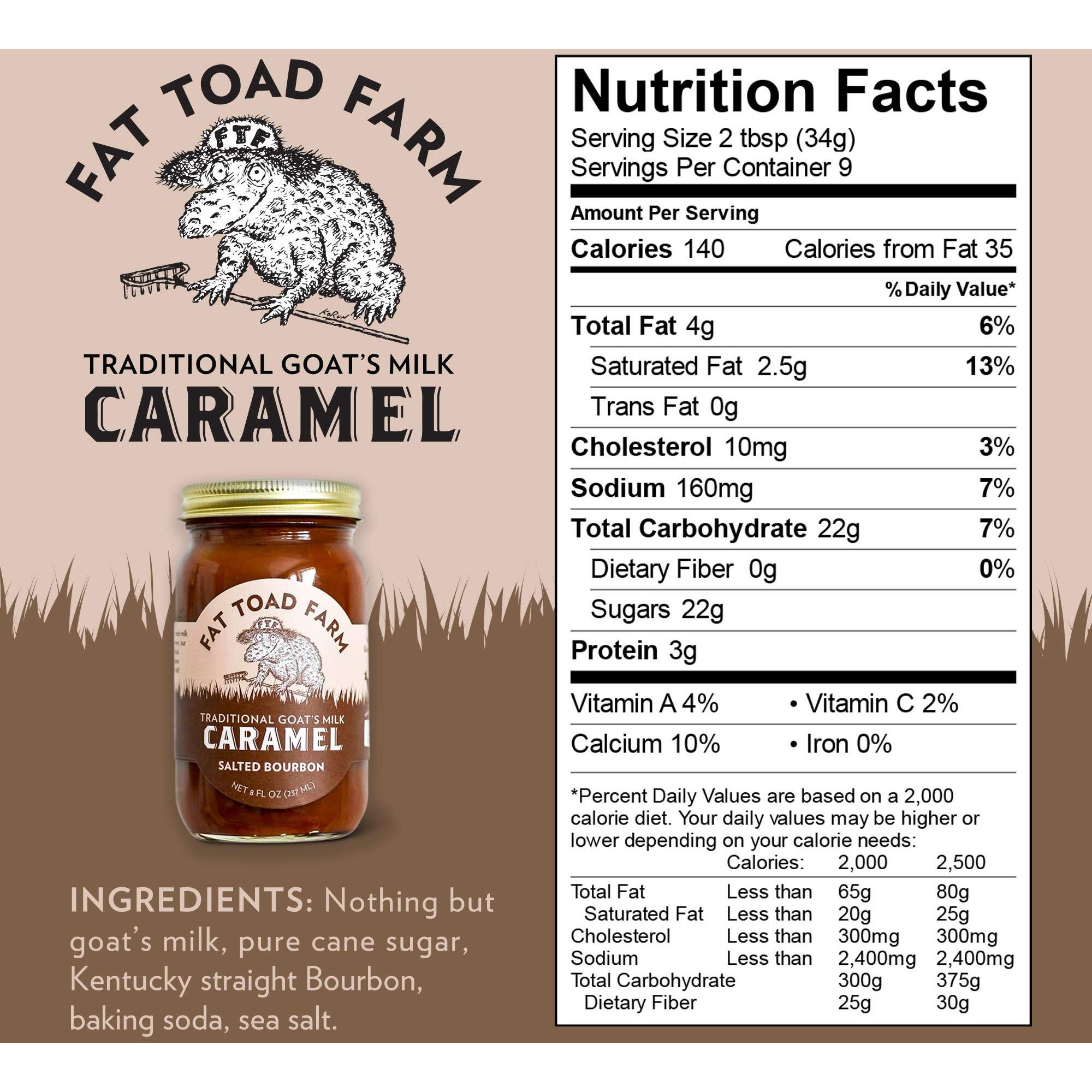 Fat Toad Farm Traditional Goats Milk Caramel Sauce/Cajeta, Salted Bourbon, Gluten Free, 8 Fl Oz