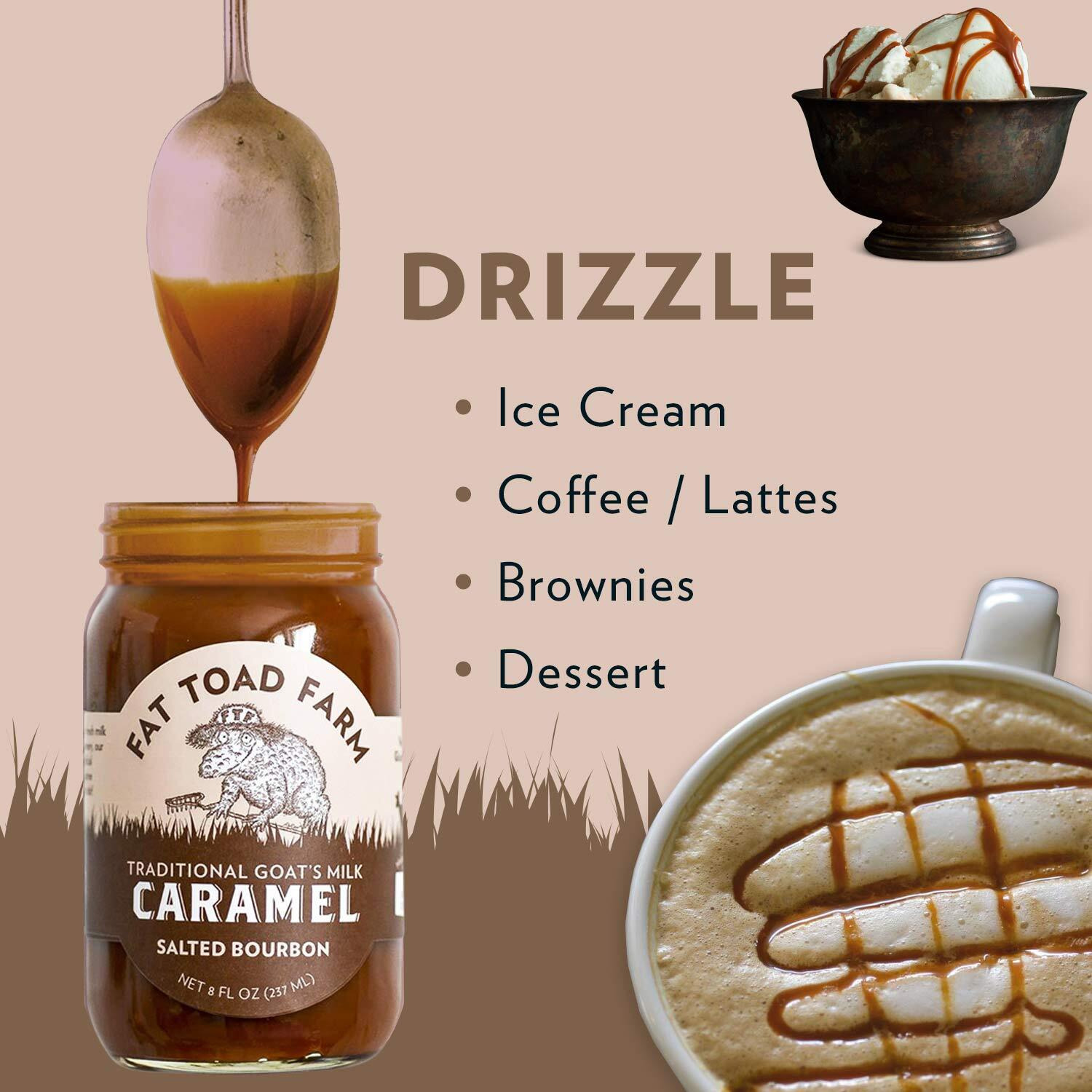 Fat Toad Farm Traditional Goats Milk Caramel Sauce/Cajeta, Salted Bourbon, Gluten Free, 8 Fl Oz