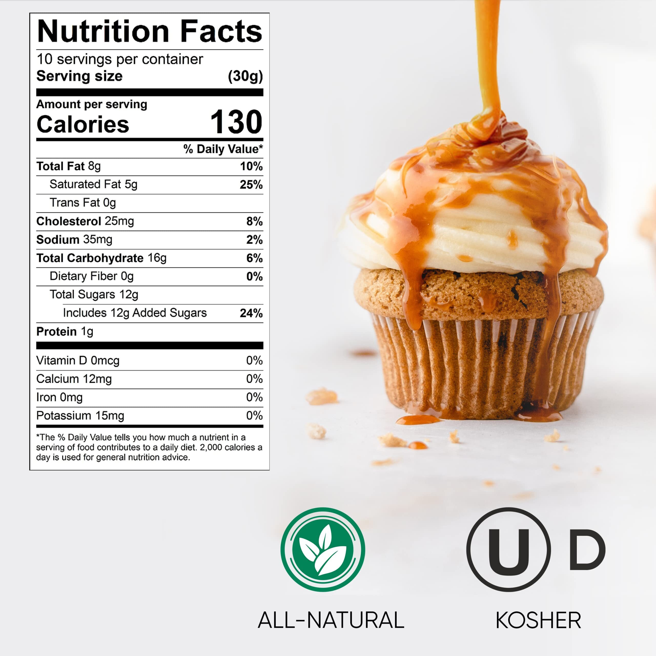 King's Cupboard Cream Caramel Sauce - The Perfect Sauce For Ice Cream, Fruit Dip, Topping Desserts, Caramel Drizzle For Coffee - Gluten-Free, Kosher, All Natural Ingredients, 10.4 Oz