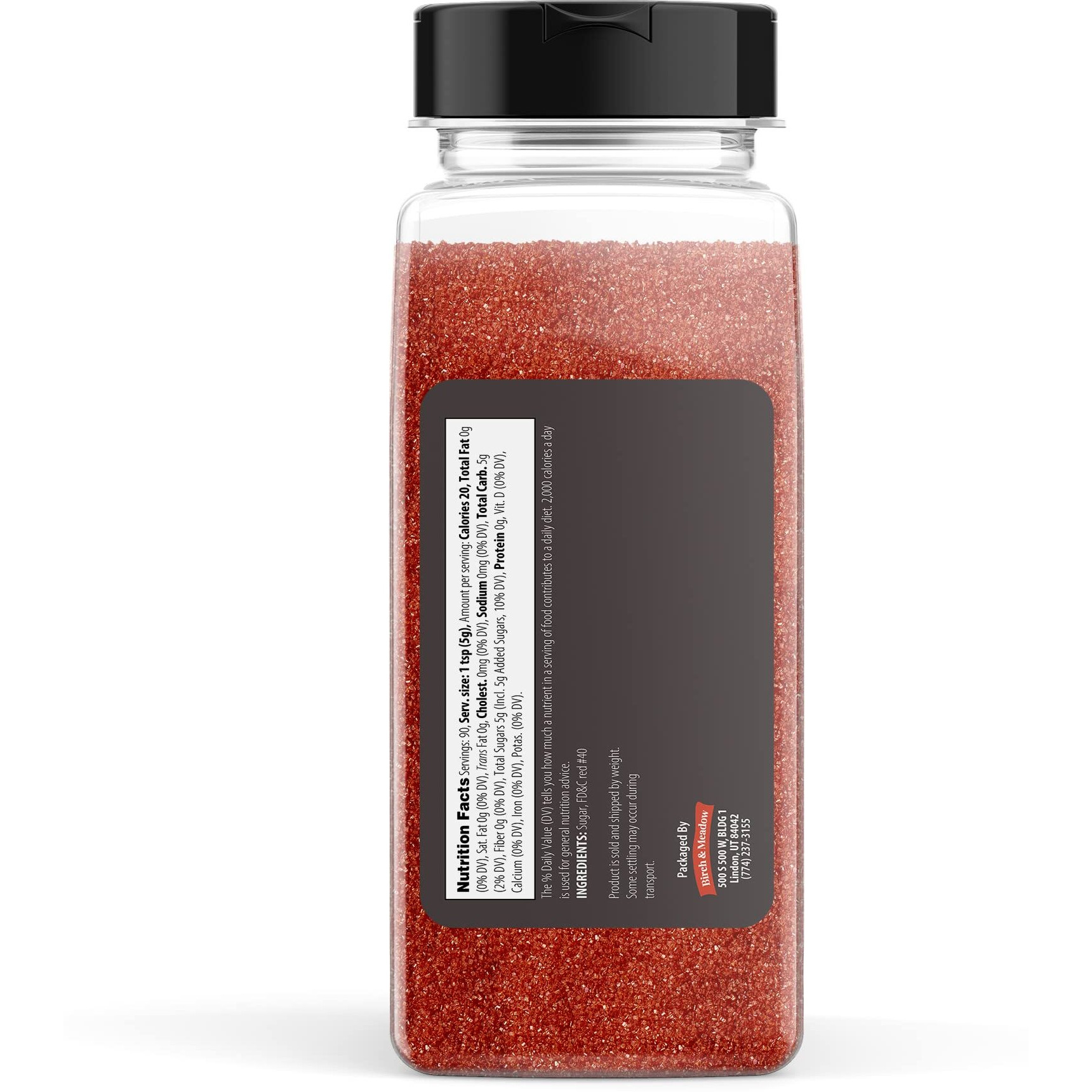 Birch & Meadow Sanding Sugar, Red, 1 Lb, Colorful Sugar Crystals For Festive Holiday Baking