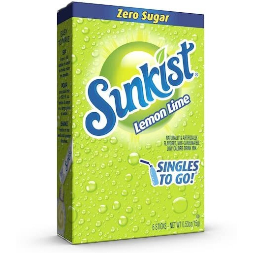 Sunkist Singles To Go Drink Mix Lemon Lime, 6 Boxes With 6 Packets Each 36 Servings Total