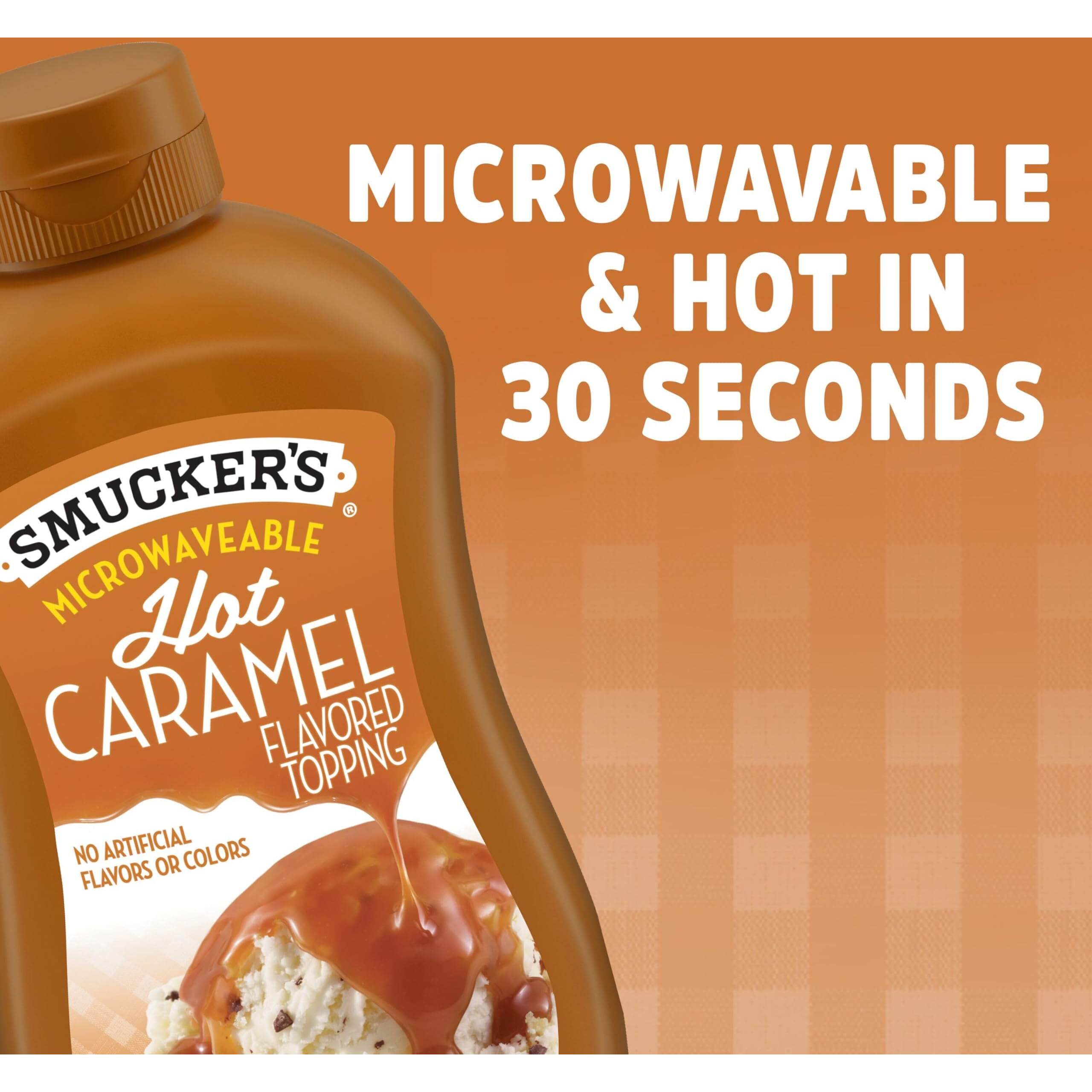 Smucker's Hot Caramel Flavored Topping, 15.5 Ounces (Pack Of 6), Microwavable Squeeze Bottle