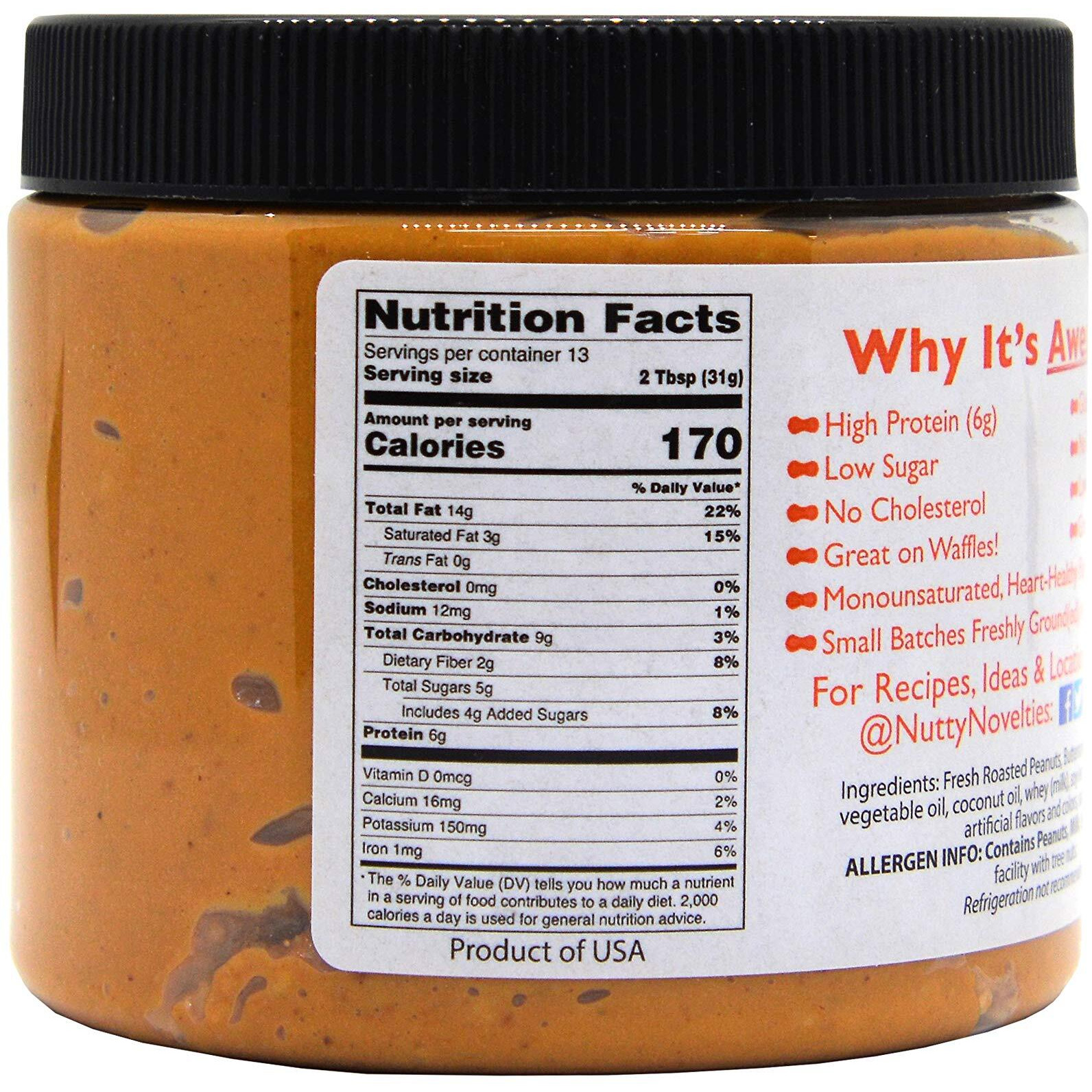 Nutty Novelties Butterscotch Peanut Butter - High Protein, Low Sugar Healthy Peanut Butter - All-Natural Peanut Butter Free Of Cholesterol, Preservatives & Salt - Creamy Peanut Butter - 15 Ounces