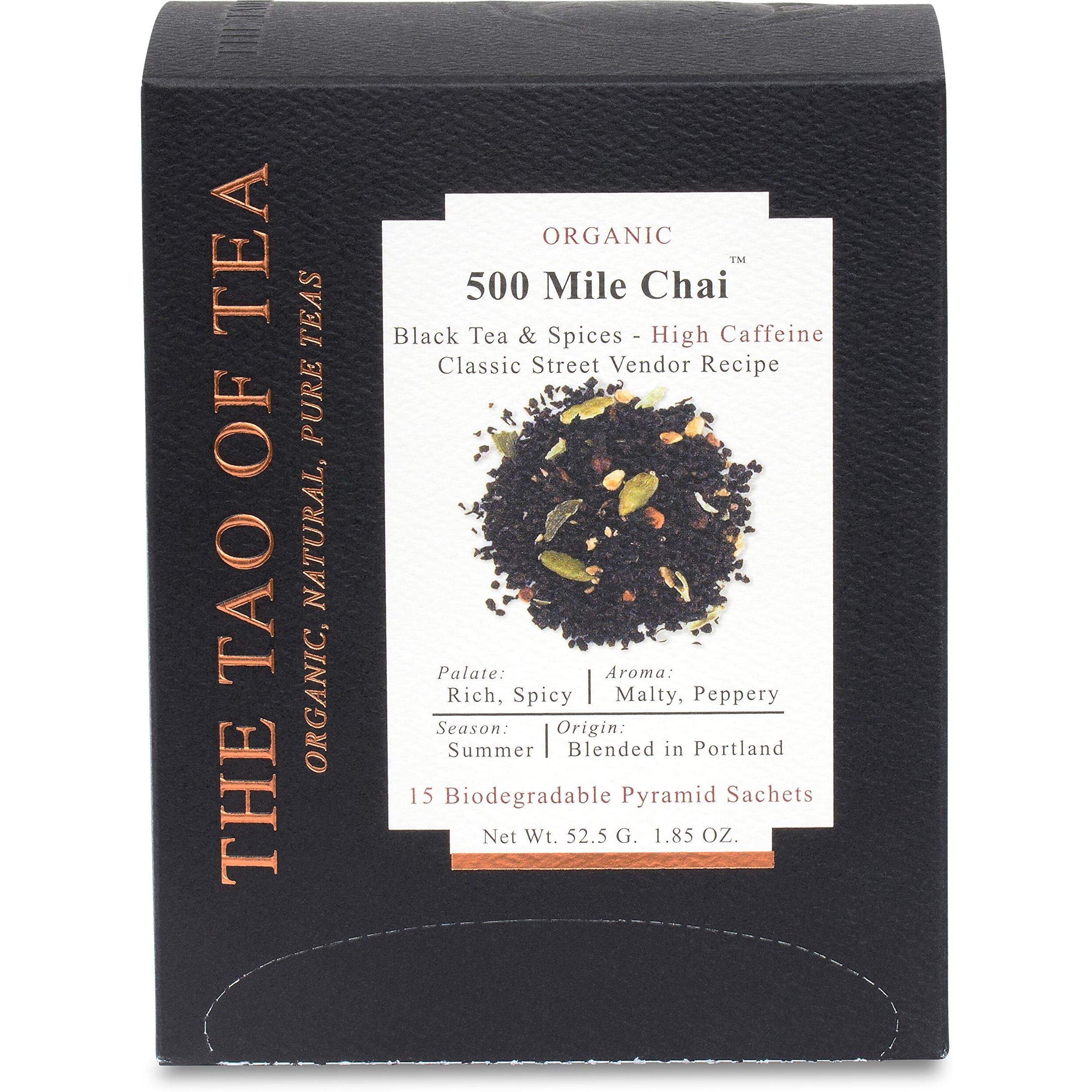 The Tao Of Tea 500 Mile Chai Box Pyramid Sachets, 1.85 Ounce
