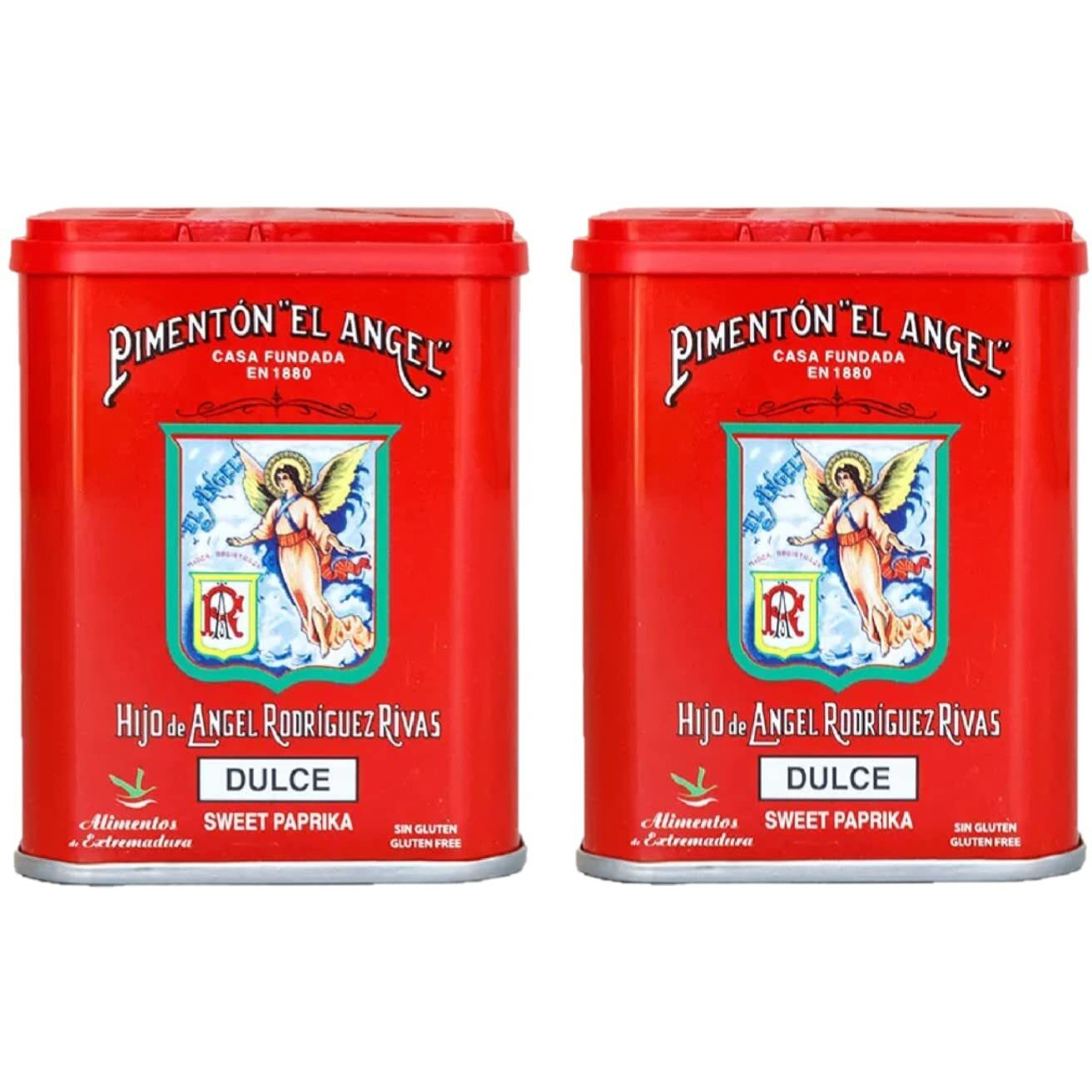 Spanish Smoked Sweet Paprika. (2 Tins) El Angel Brand Since 1880.