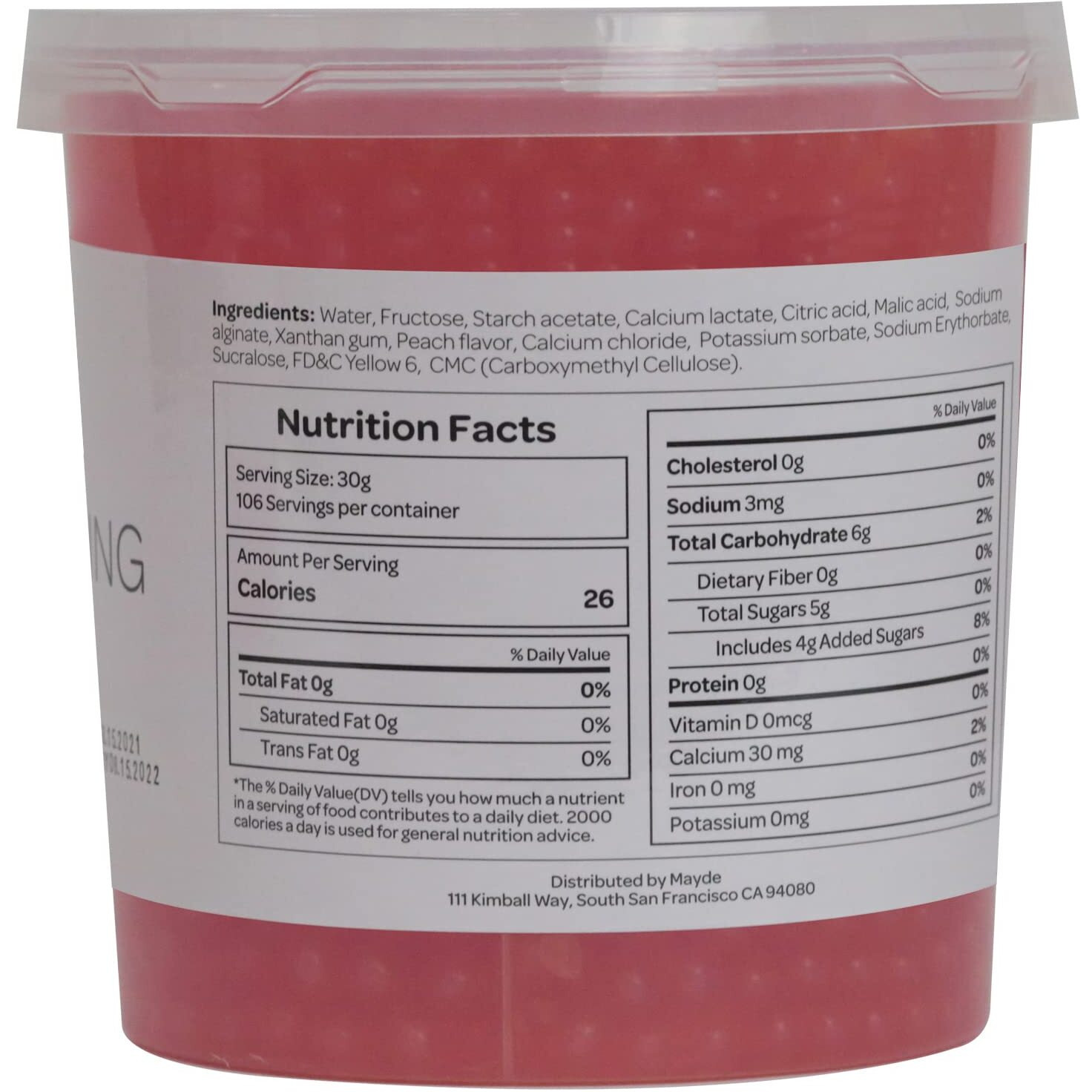 Mayde Popping Boba Pearls For Drinks, Desserts, & Breakfast Bowls (Peach Flavor, 7 Pounds)