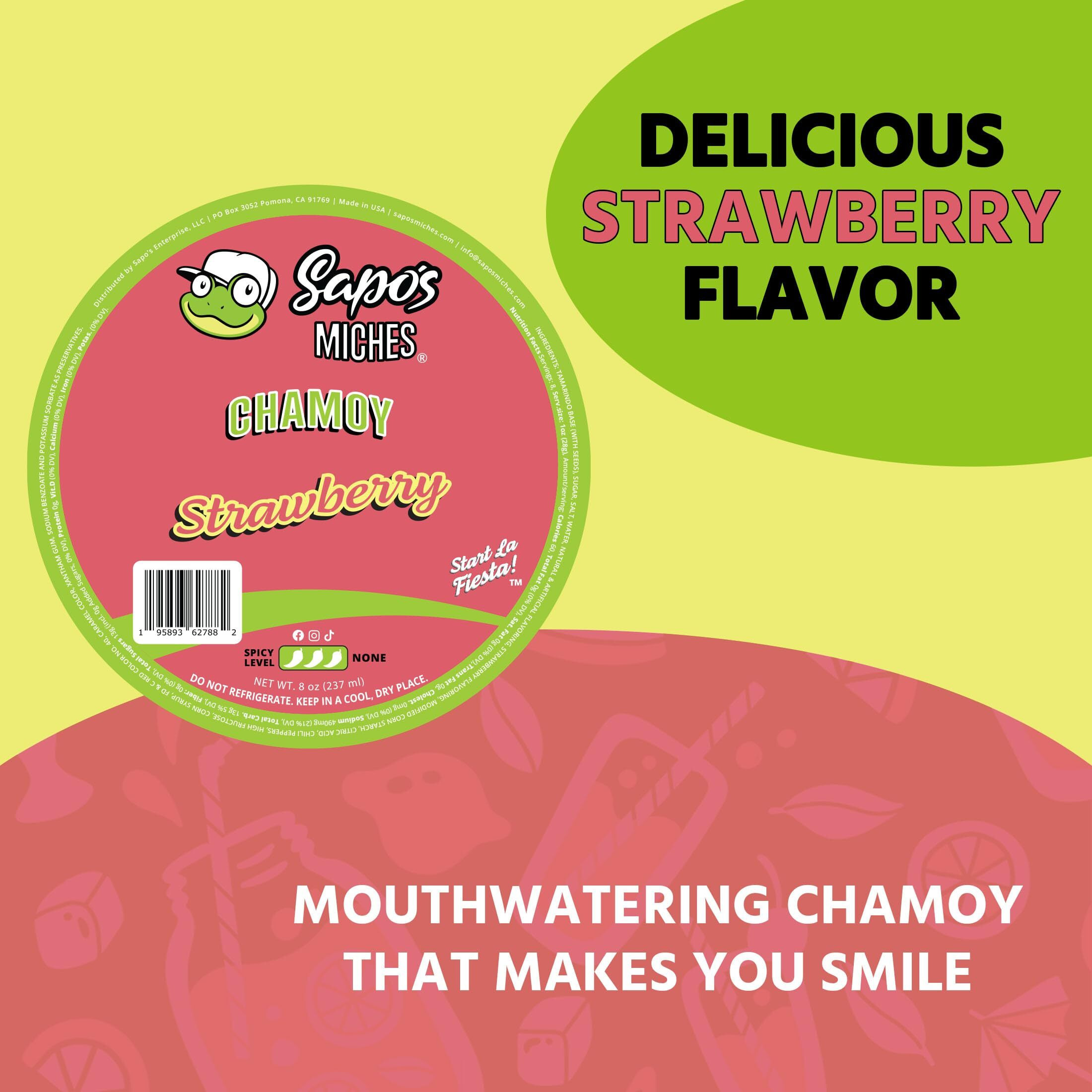 Sapo's Miches Chamoy Rim Rimming Paste Sauce Candy Dip For Drinks, Micheladas, Fruit, 8 Oz (Strawberry)