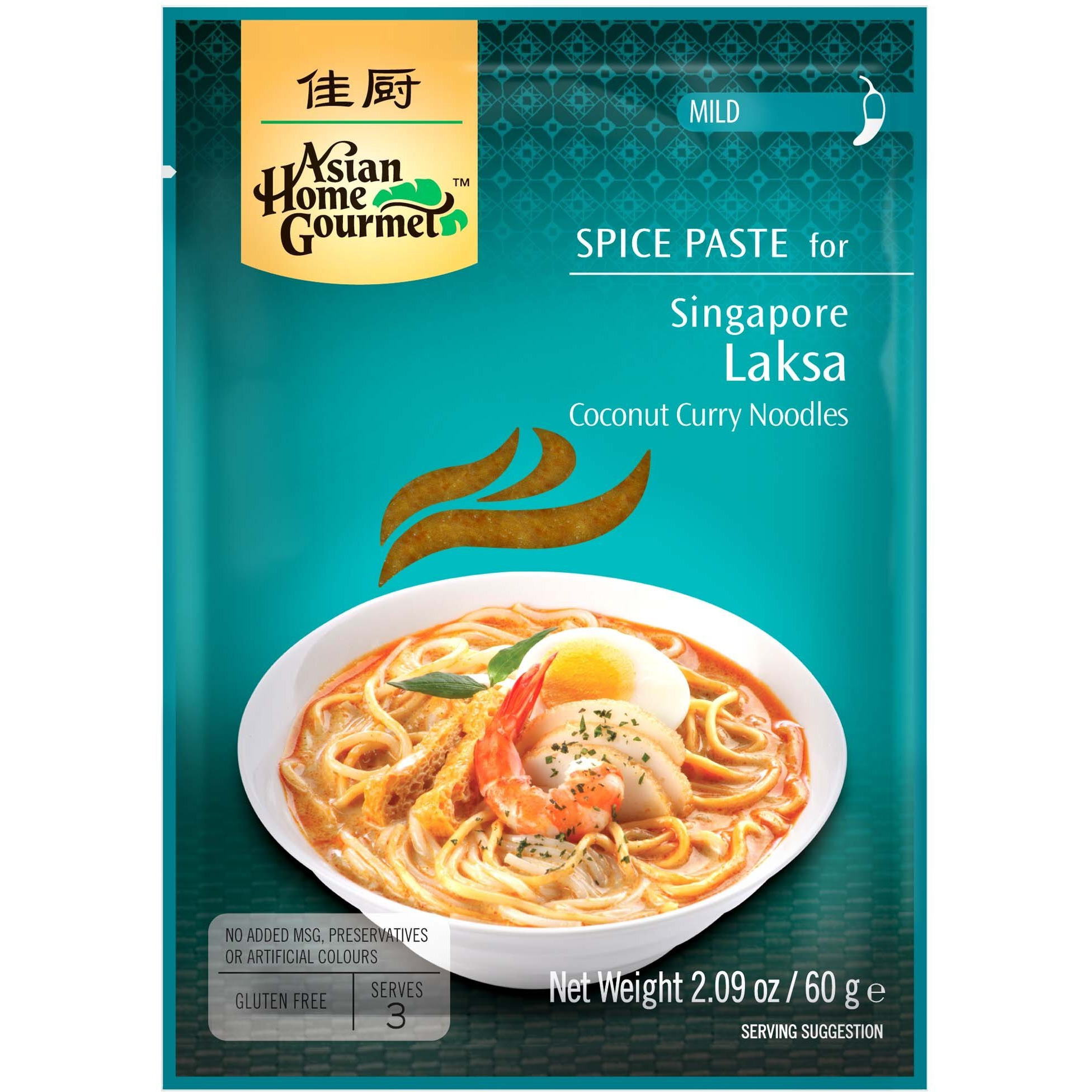 Asian Home Gourmet Spice Paste For Singapore Laksa - Coconut Curry Noodles. (Pack Of 3)