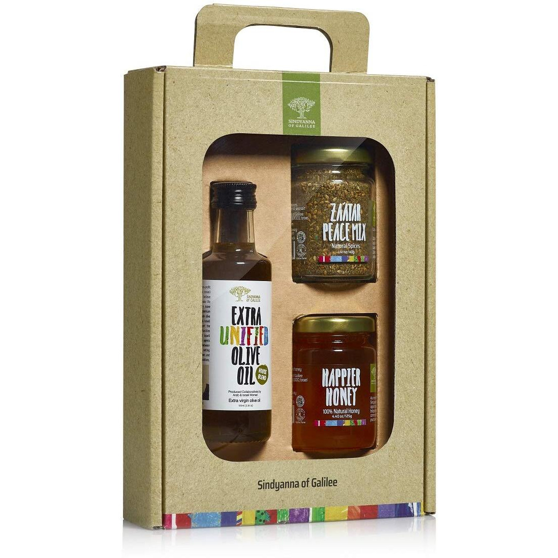 Sindyanna Of Galilee Extra Virgin Olive Oil, Natrual Honey And Zatar, 3 Pack, Gift Set (Oil/Honey/Zatar Set)