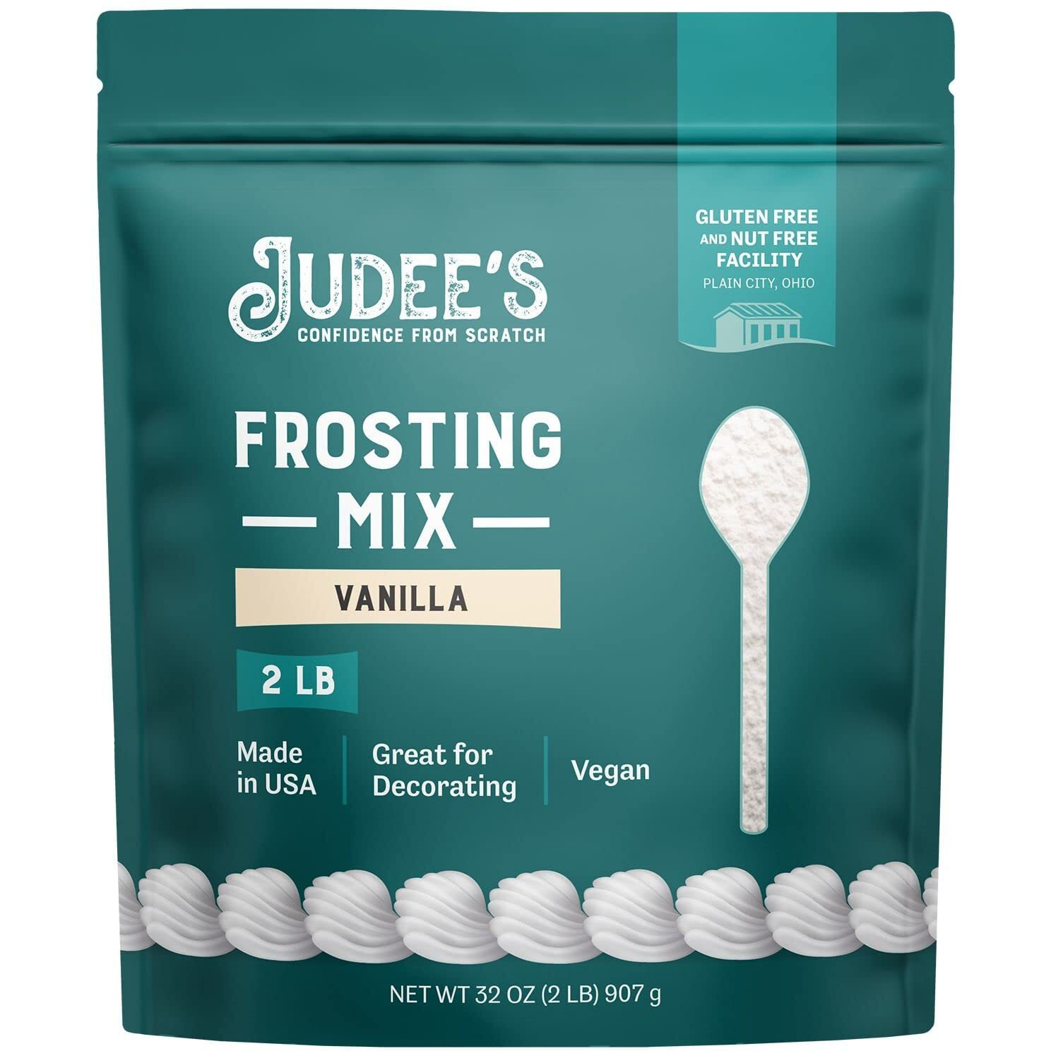 Judee's Vanilla Frosting Mix 2 Lb - Great For Decorating Cookies And Cakes - Non-Dairy Alternative - Made In Usa - Vegan And Non-Gmo - Gluten-Free And Nut-Free