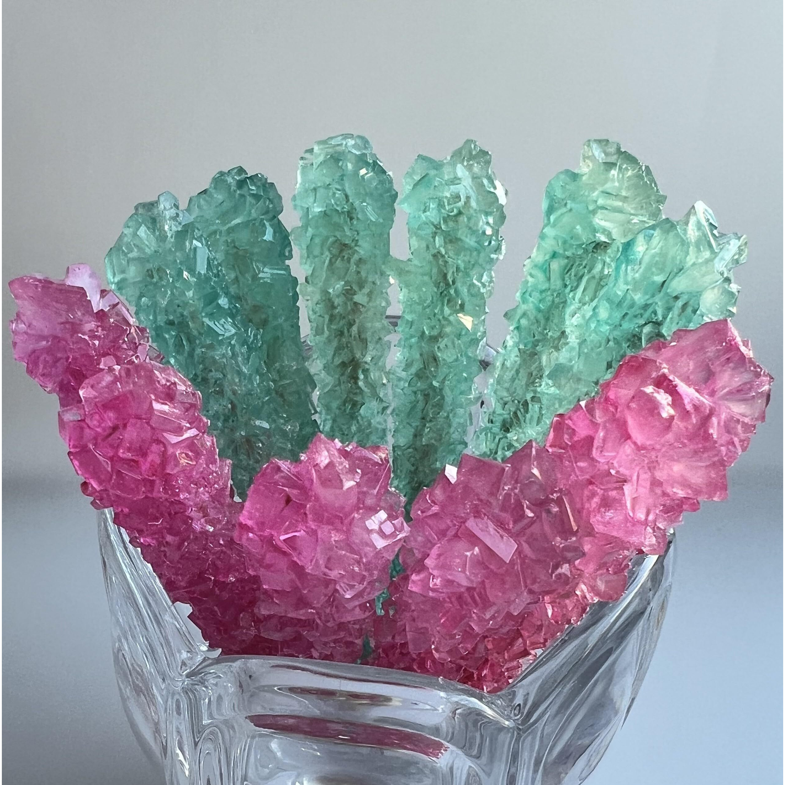 Classic Rock Candy Sticks, Sugar Rock Crystal Lollipops, Individually Wrapped (Pack Of 12, Gender Reveal (Pink Cherry & Baby Blue Cotton Candy))
