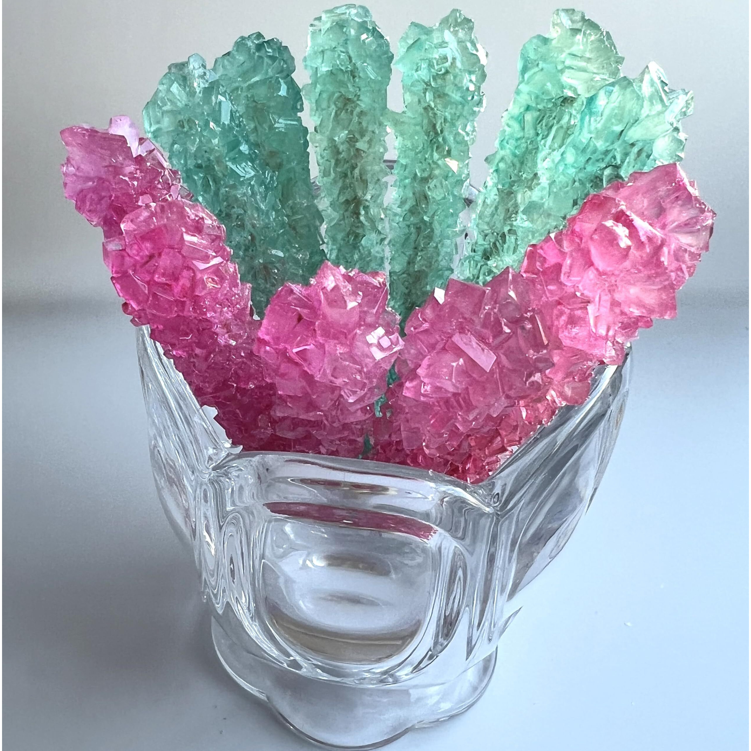 Classic Rock Candy Sticks, Sugar Rock Crystal Lollipops, Individually Wrapped (Pack Of 12, Gender Reveal (Pink Cherry & Baby Blue Cotton Candy))