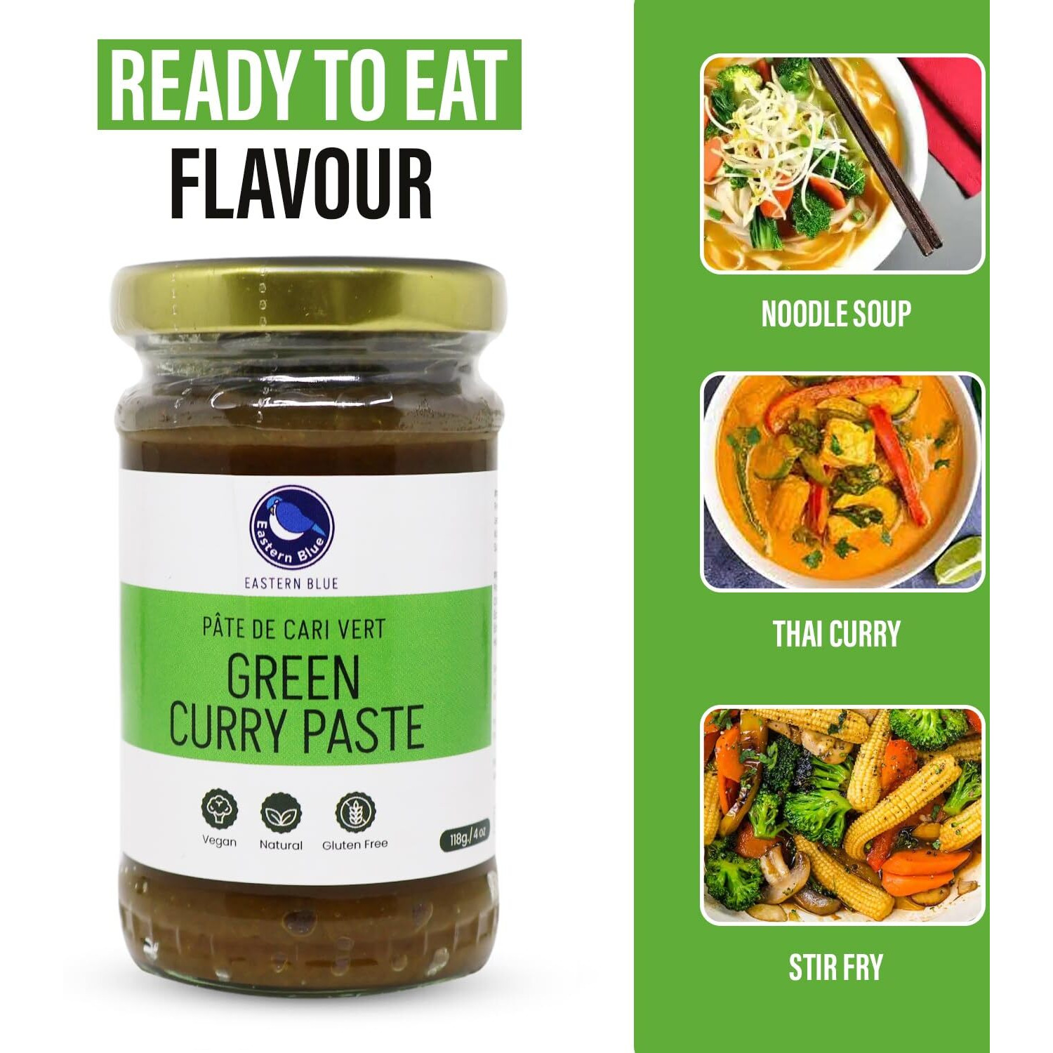 Green Curry Paste Eastern Blue Thai Curry Paste Varieties, Red Curry Paste, Yellow Curry Paste, And Panang Curry Paste. Elevate Your Dishes With Authentic Spices | Vegan, Gluten Free, Nuts Free.
