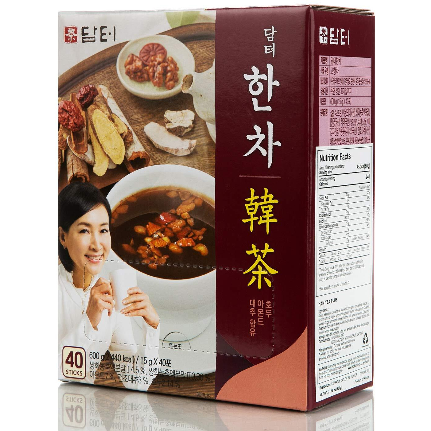 Damtuh Korea Traditional Han Tea Herbal Tea Single Serve 15G X 40 Sticks