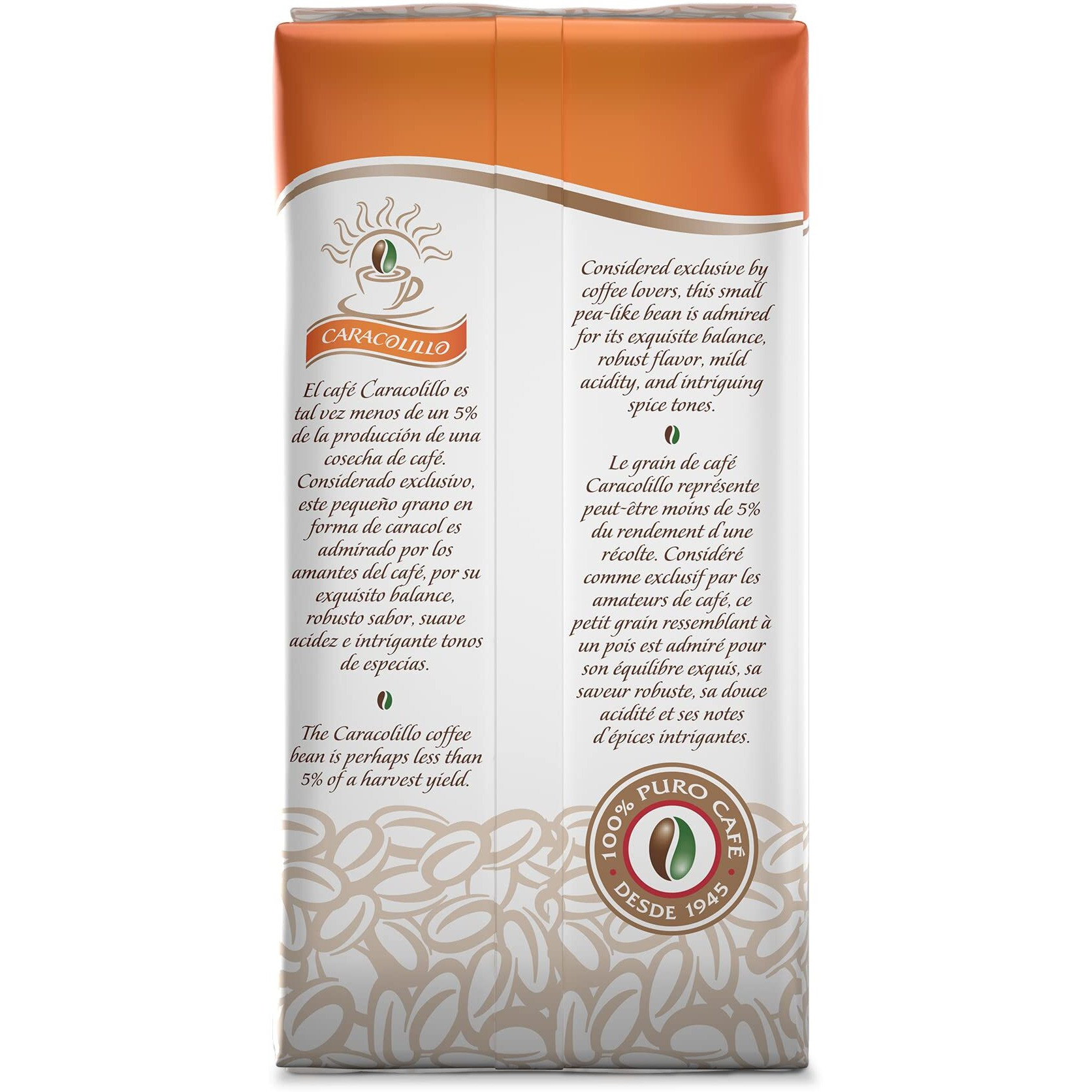 Caf   Santo Domingo Caracolillo, 16 Oz Bag, Ground Peaberry Coffee, Medium Roast - Product From The Dominican Republic (Pack Of 4)