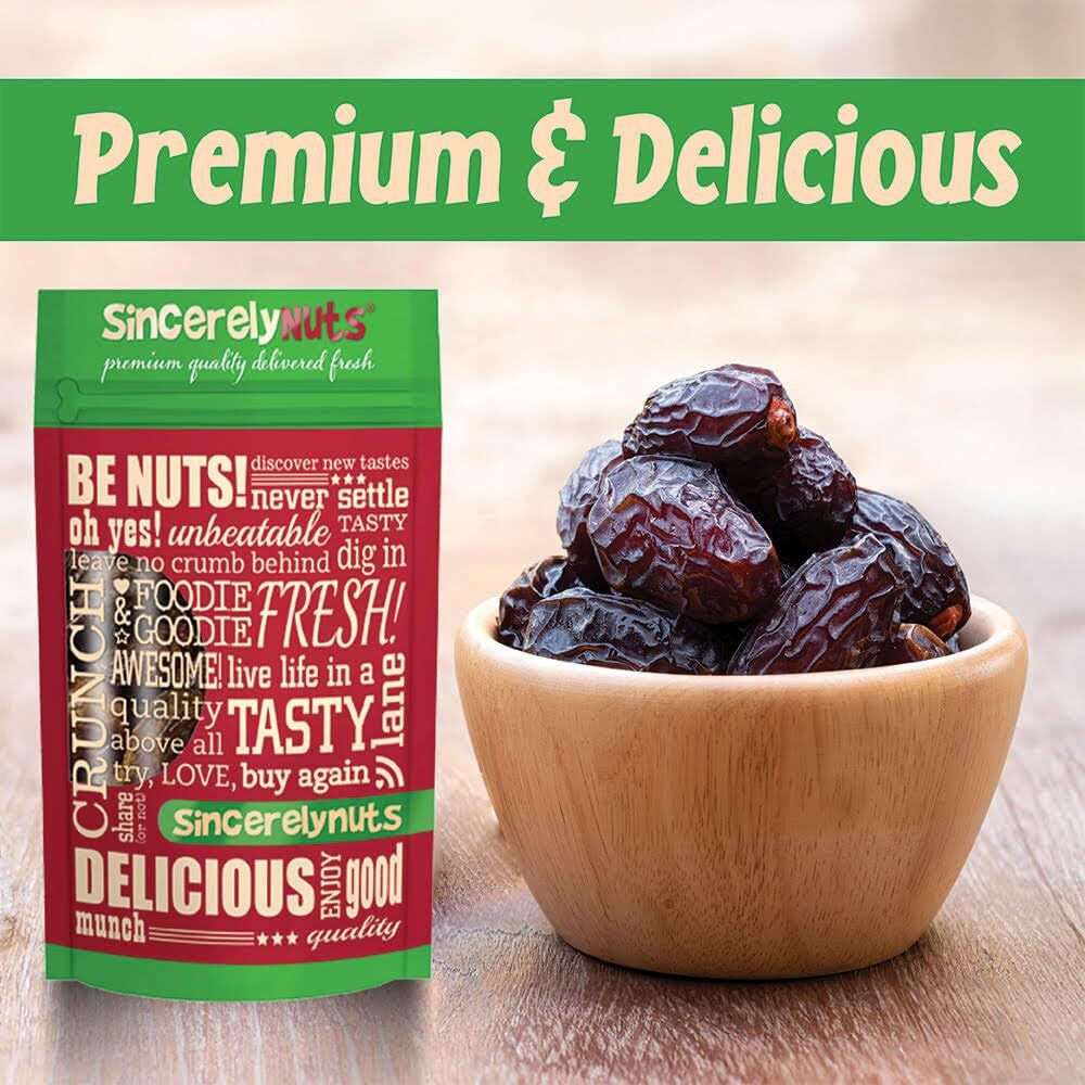 Sincerely Nuts Large Unsweetened Medjool Dates, 3Lb - Fresh, No Sugar Added Date Fruit Snack - Unsulfured Medjools With Rich Natural Flavor Extra Large & Fancy Dates - Kosher, Gluten-Free And Vegan