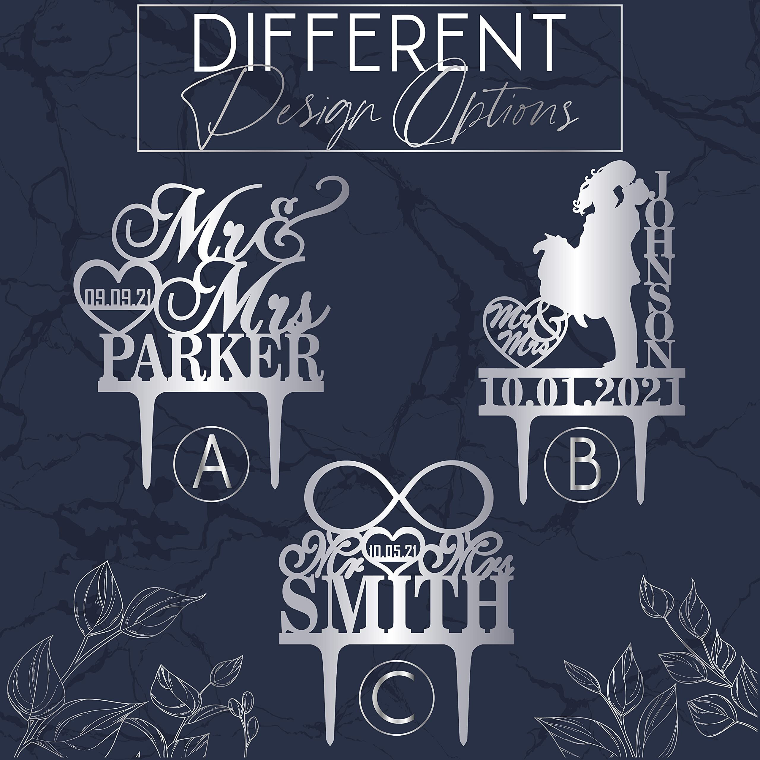 Wedding Cake Toppers, Personalized Mr & Mrs Heart, Wedding Date & Last Name To Be Bride & Groom | Mirrored Cake Toppers, Wedding Party Cake Decor, Wedding Cake Decoration, Engagement Decoration