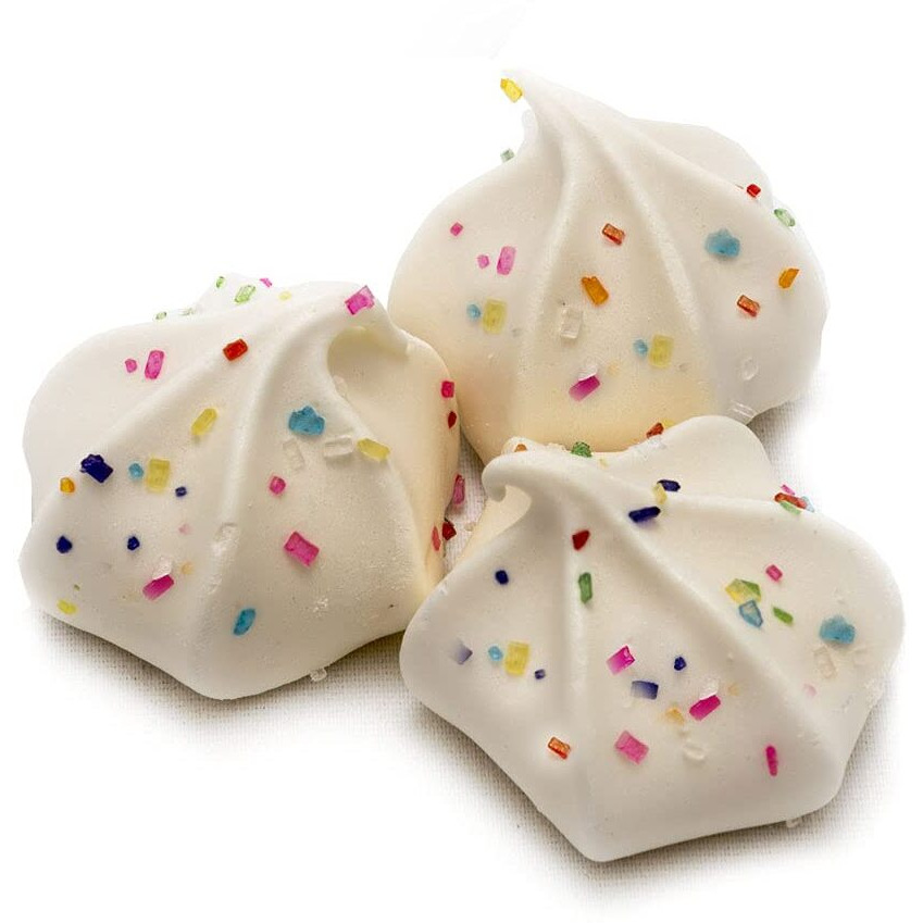 Krunchy Melts Original Meringue Cookies | Birthday Cake Flavor | Only 90 Calories Per Serving | Fat Free, Gluten Free, Dairy Free (4 Oz)