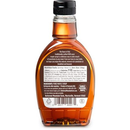 Butternut Mountain Farm Pure Maple Syrup Grade A Amber Rich Pet Bottle, 12 Fl Oz