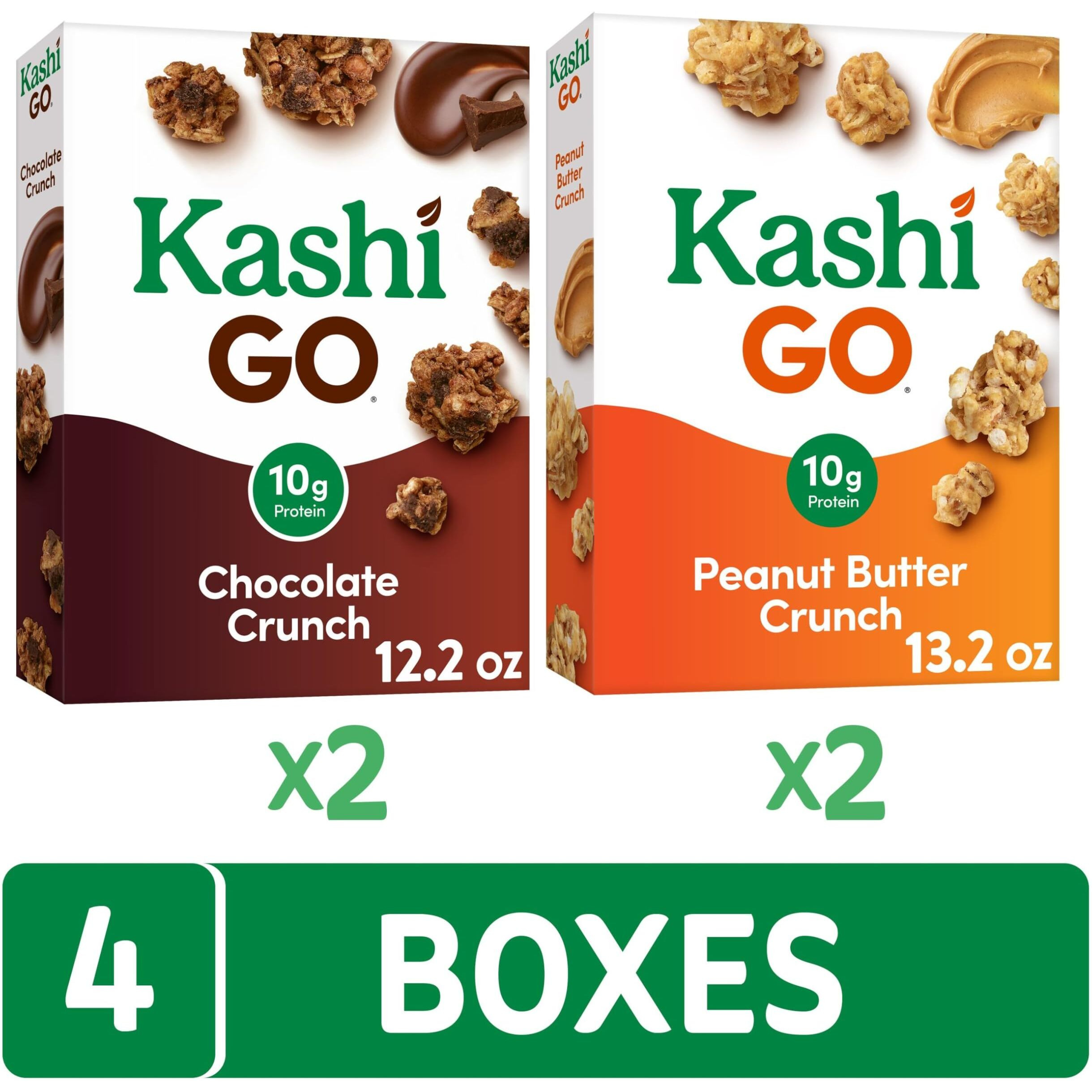 Kashi Go Breakfast Cereal, Fiber Cereal, Family Breakfast, Variety Pack (4 Boxes)