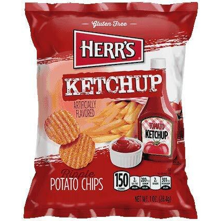 Herr's Potato Chips, Ketchup Flavored, 1 Oz. (Pack Of 7)