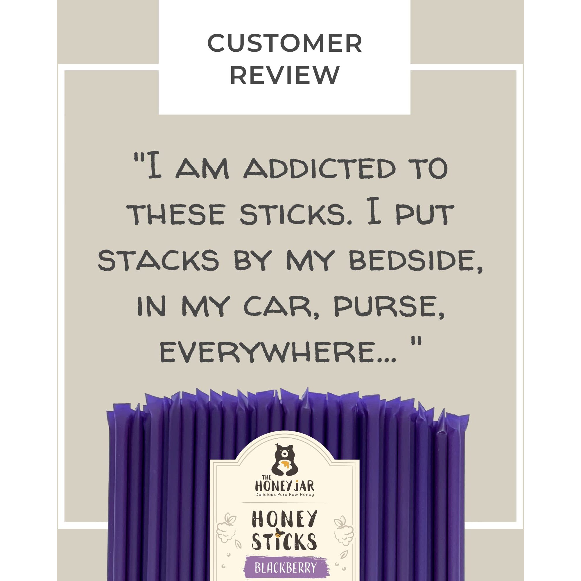 The Honey Jar Blackberry Flavored Honey Sticks - Pure Honey Straws For Tea, Coffee, Or A Healthy Treat - One Teaspoon Of Flavored Honey Per Stick - Made In The Usa With Real Honey - (100 Count)