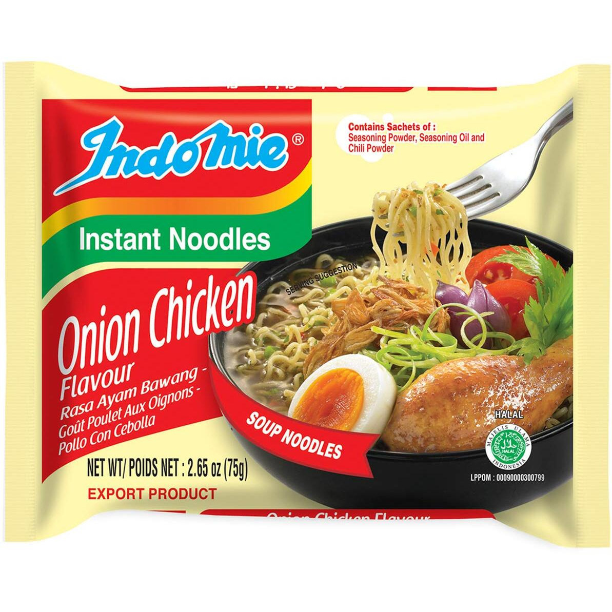 Indomie Instant Noodles, Onion Chicken Flavor, 2.65-Ounce (Pack Of 30)