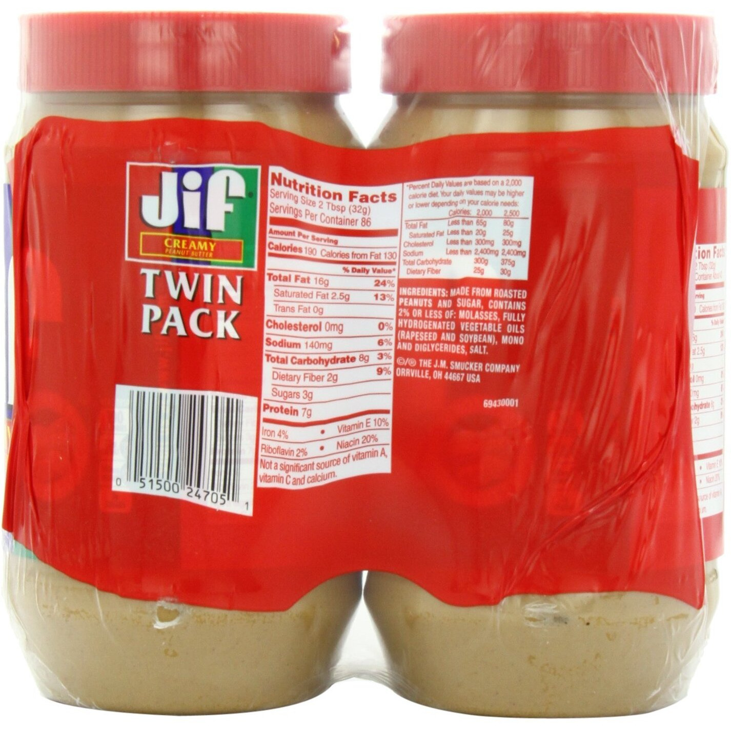 Jif Creamy Peanut Butter, 48 Ounce, 2 Count By Jif