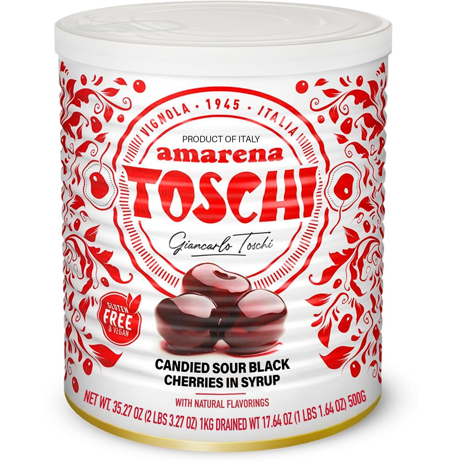 Toschi - Amarena Cherries In Syrup, 1Kg (35.3Oz)