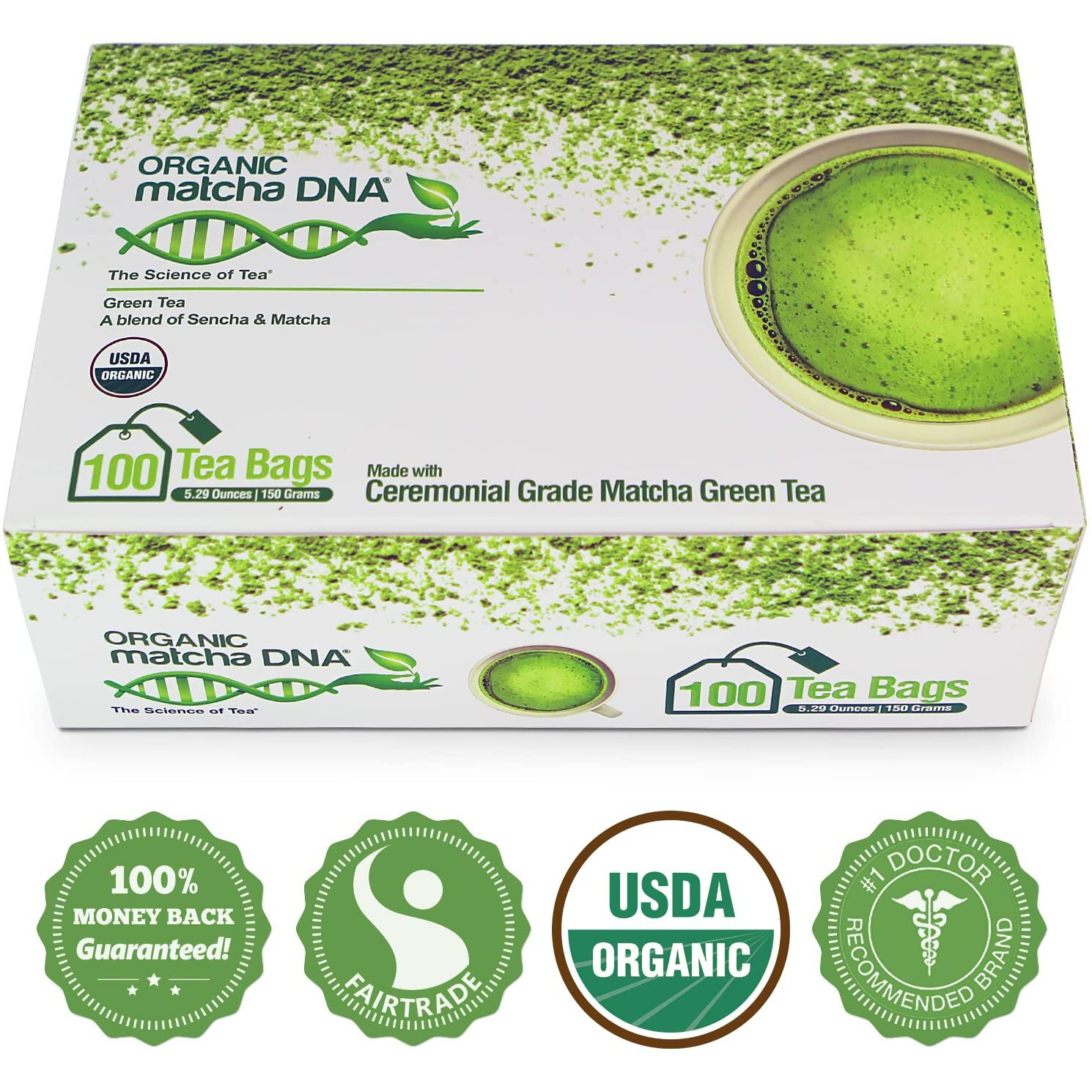 Matcha Teabags Matchadna Certified Organic Matcha Green Tea By Matcha Dna - 100 Teabags