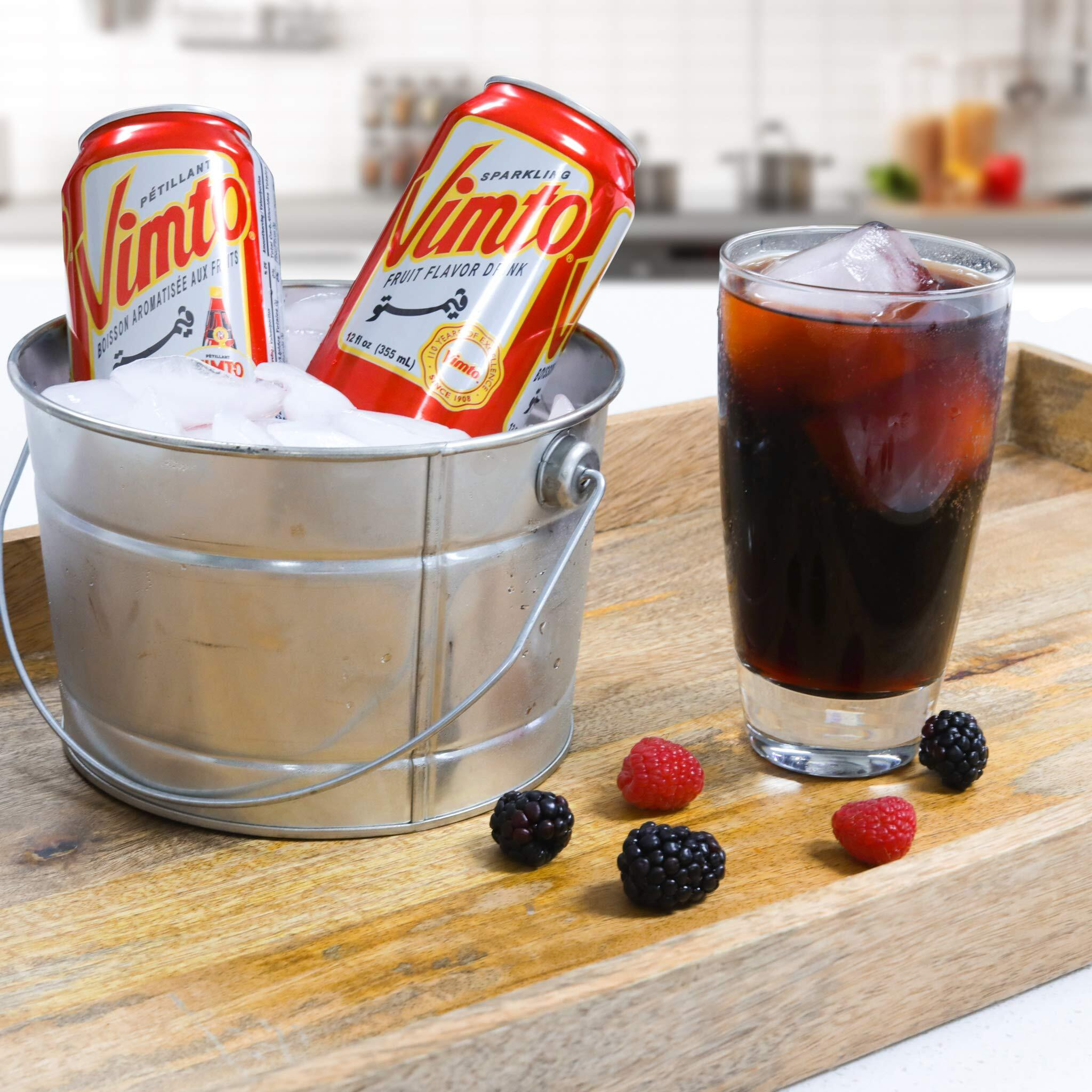 Vimto Sparkling Fruit Flavored Drink, Flavored With Natural Extracts Of Blackcherry, Rasberry Juice And Herbs, 12 Fl Oz. Can Pack Of 24