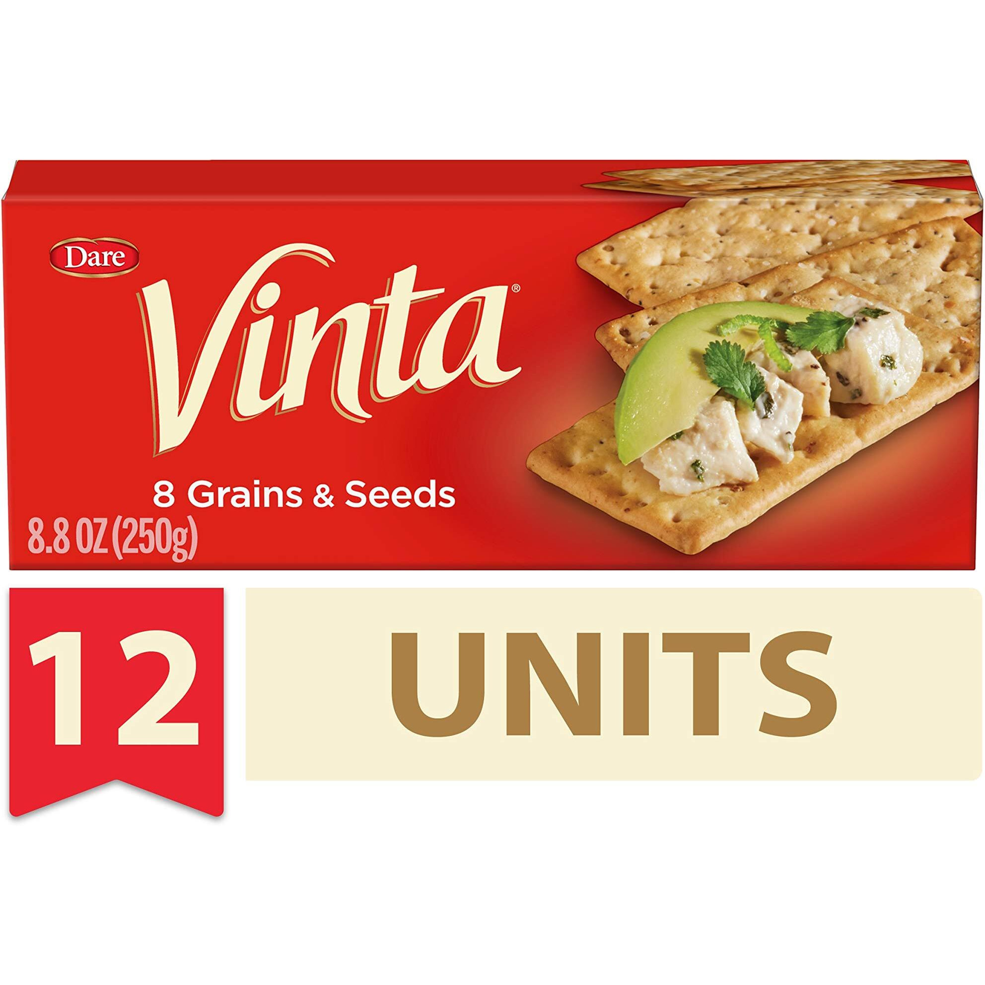 Vinta Crackers, Original - Delicious Bold Taste Of 8 Grains And Seeds - No Artificial Flavors, No Cholesterol, Peanut Free - Delicious Plain Or Topped, 8.8-Ounce. (Pack Of 12 )