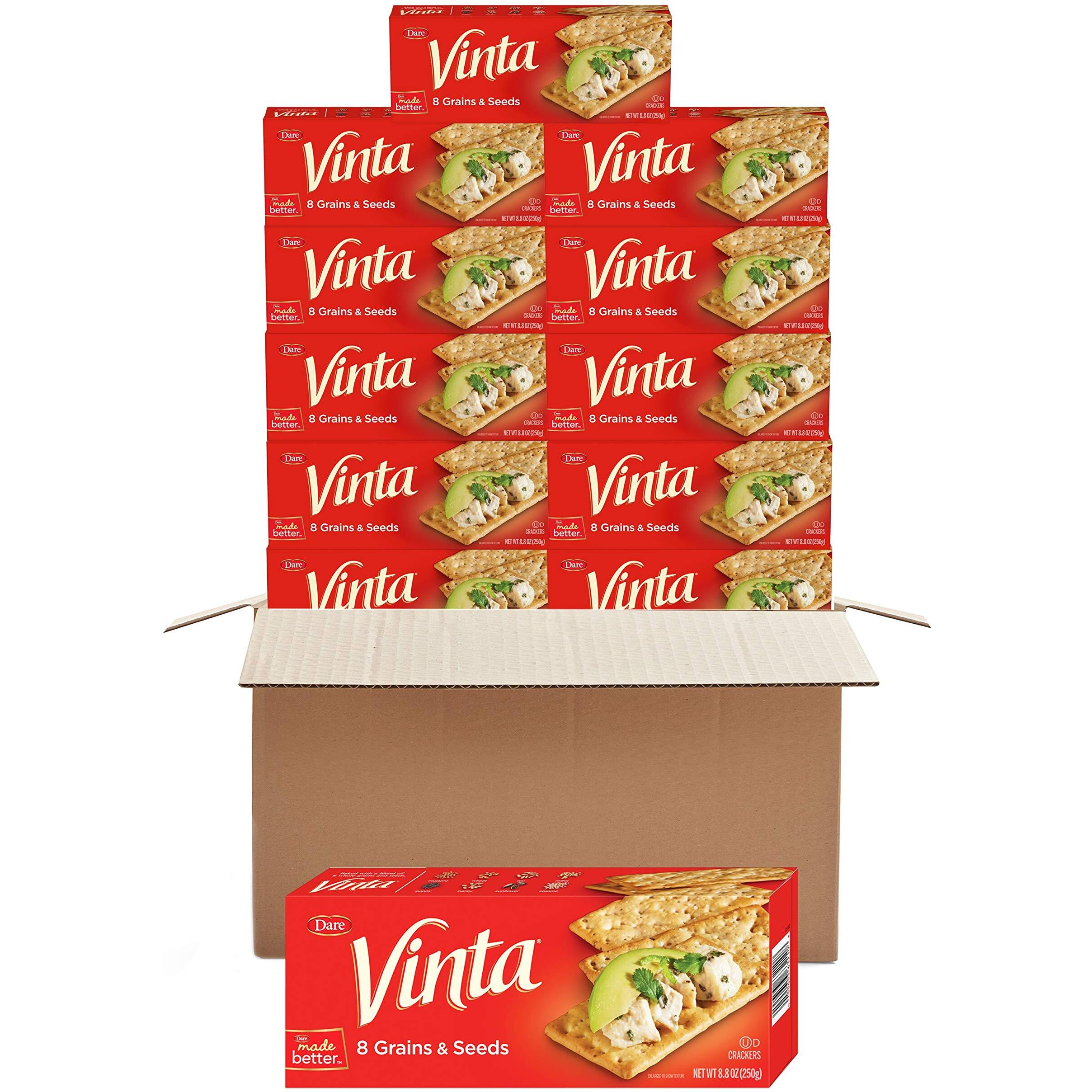 Vinta Crackers, Original - Delicious Bold Taste Of 8 Grains And Seeds - No Artificial Flavors, No Cholesterol, Peanut Free - Delicious Plain Or Topped, 8.8-Ounce. (Pack Of 12 )